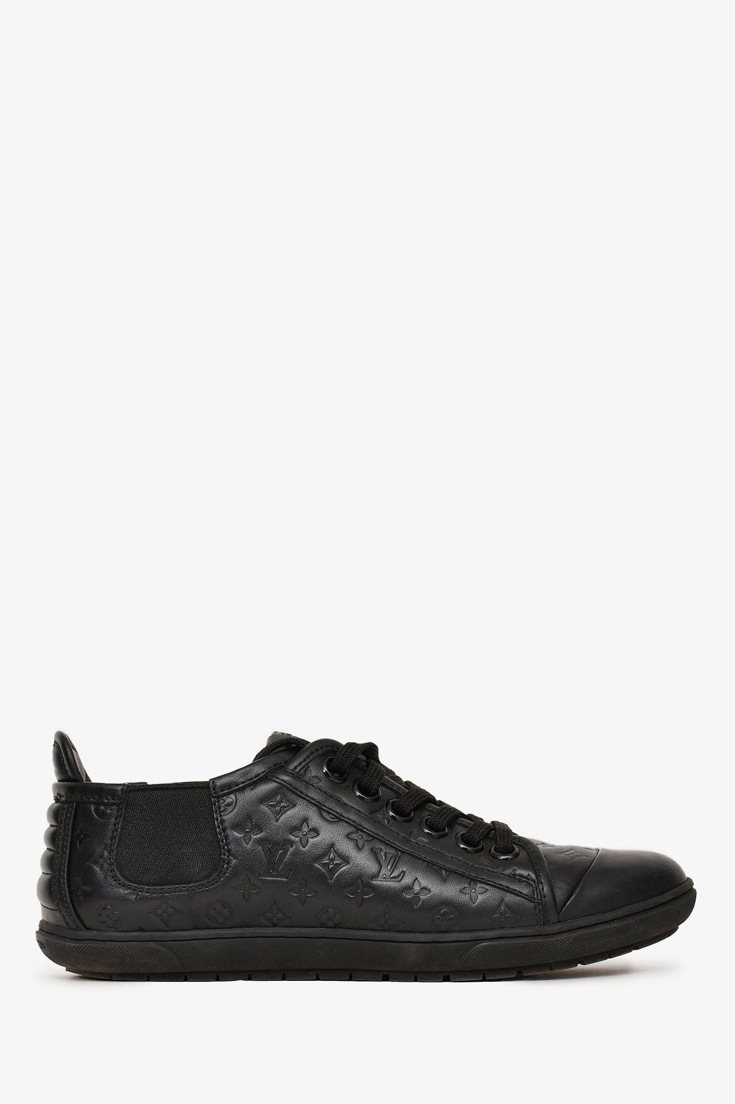 Louis Vuitton Black Leather Monogram Frontrow Sneakers Size 36.5