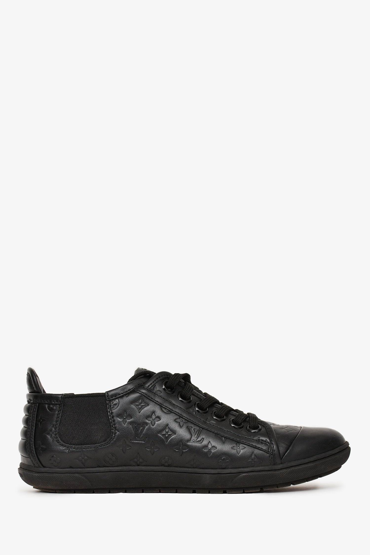 Louis Vuitton Black Leather Monogram Frontrow Sneakers Size 36.5