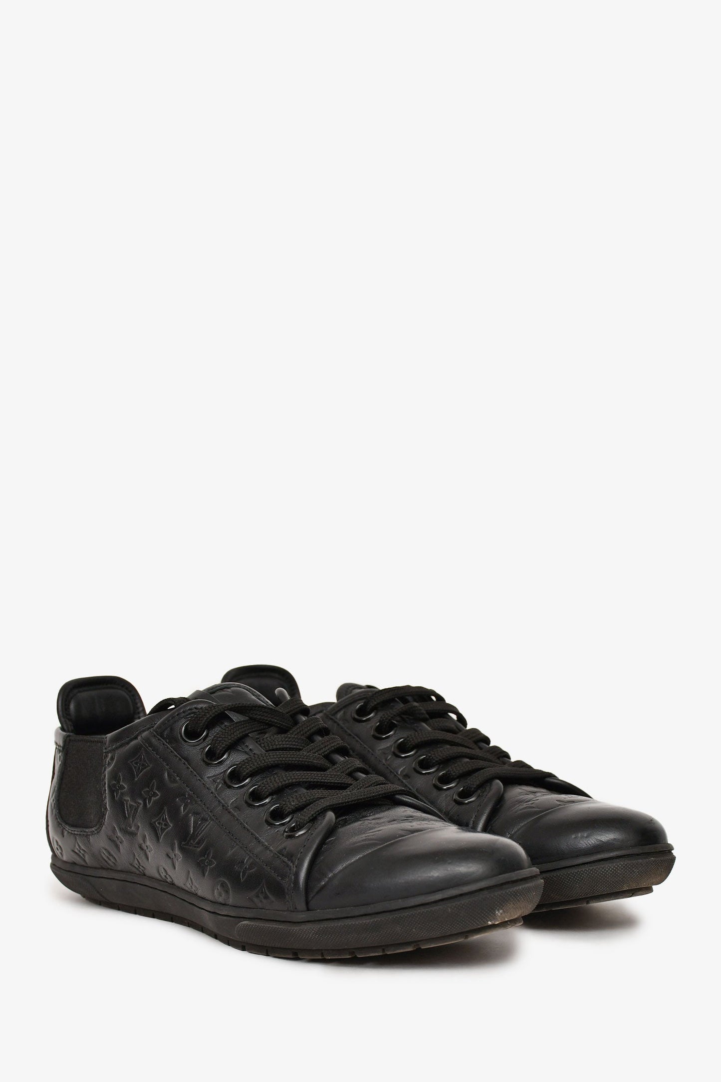 Louis Vuitton Black Leather Monogram Frontrow Sneakers Size 36.5