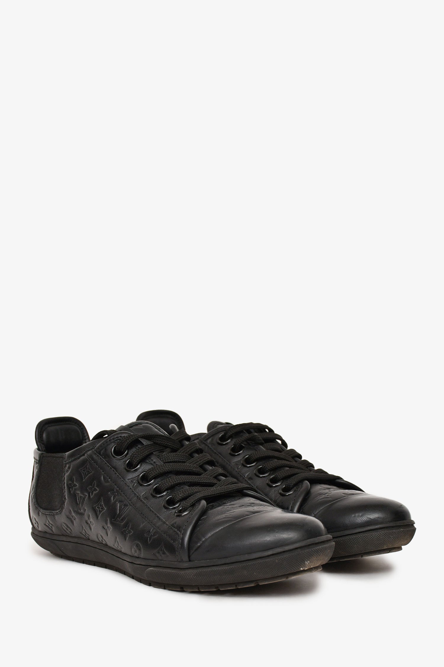 Louis Vuitton Black Leather Monogram Frontrow Sneakers Size 36.5