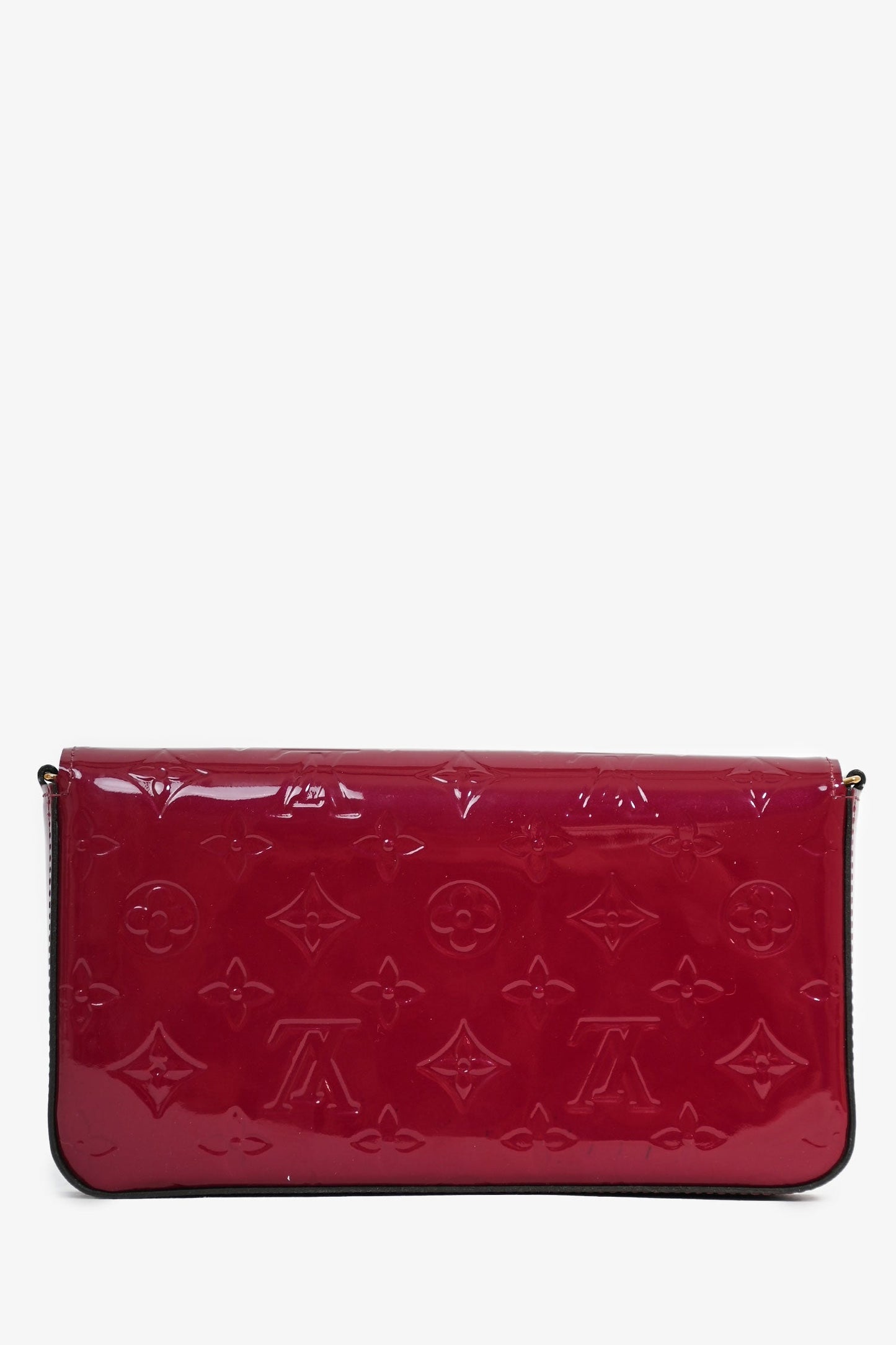 Louis Vuitton 2015 Burgundy Monogram Vernis 'Felecie' Pochette on Chain with Inserts