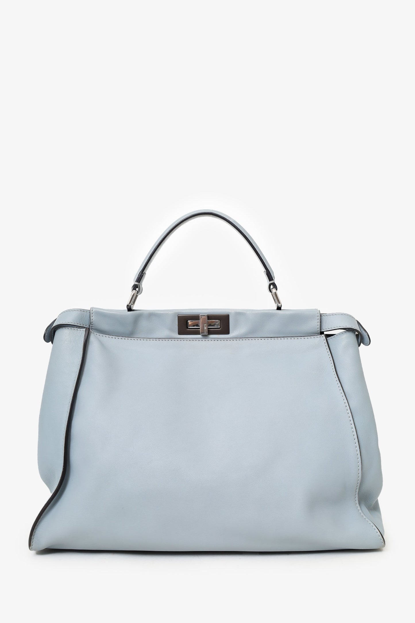 Fendi Handbag Peekaboo Bag with Strap Leather Blue Large