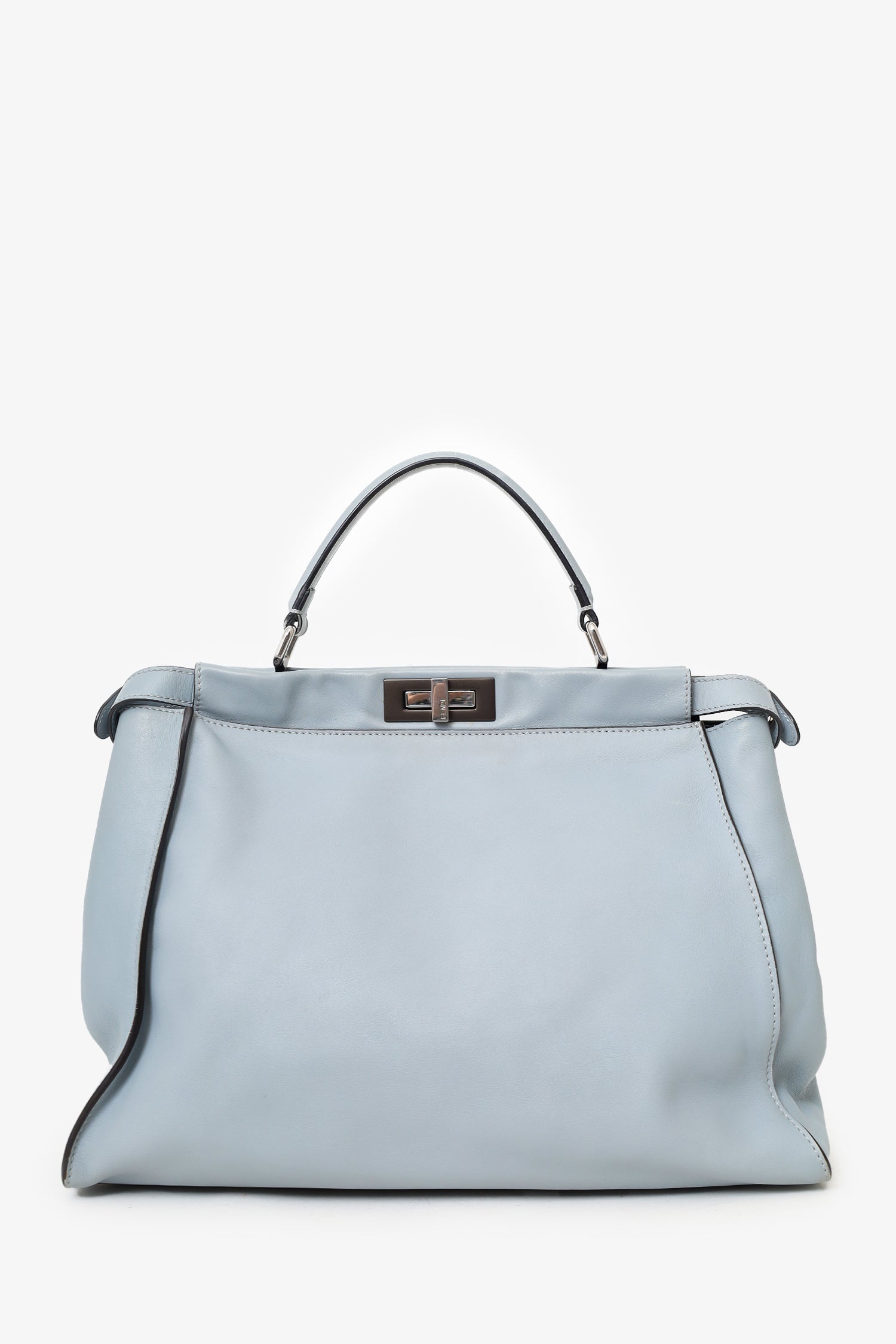 Fendi Handbag Peekaboo Bag with Strap Leather Blue Large