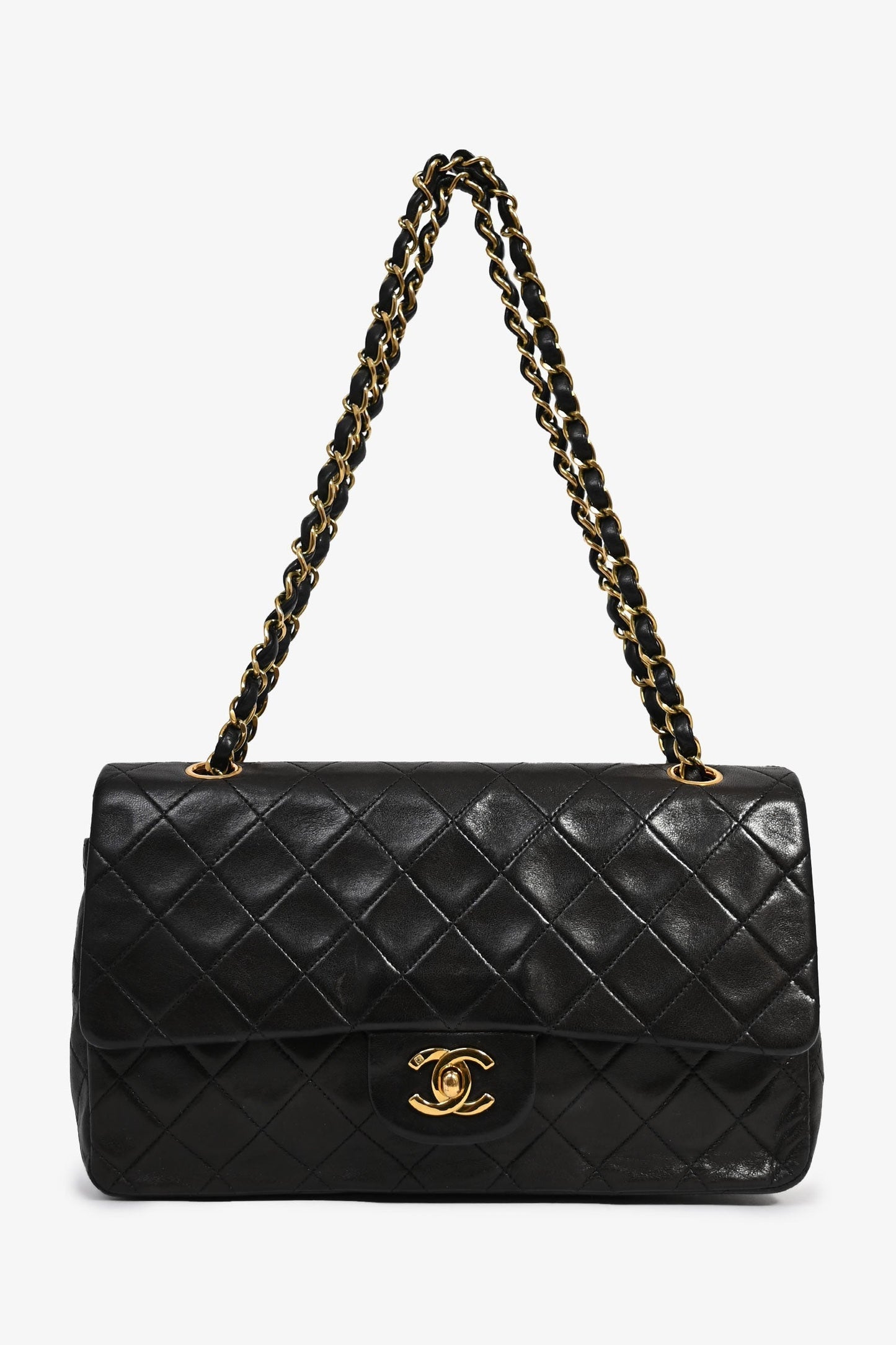 Chanel™ 1994-96 Black Lambskin Medium Double Flap 24KGHW