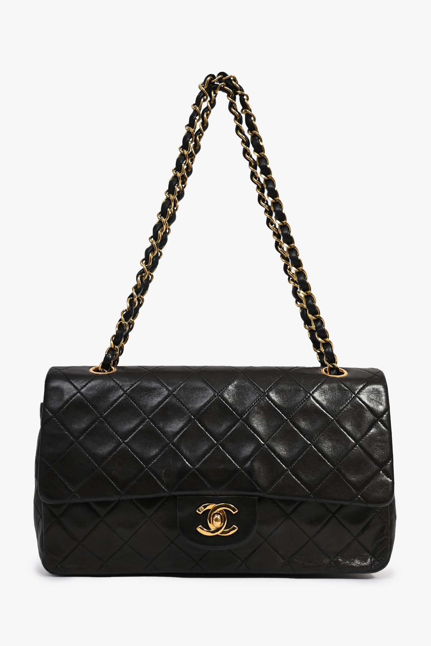 Chanel™ 1994-96 Black Lambskin Medium Double Flap 24KGHW