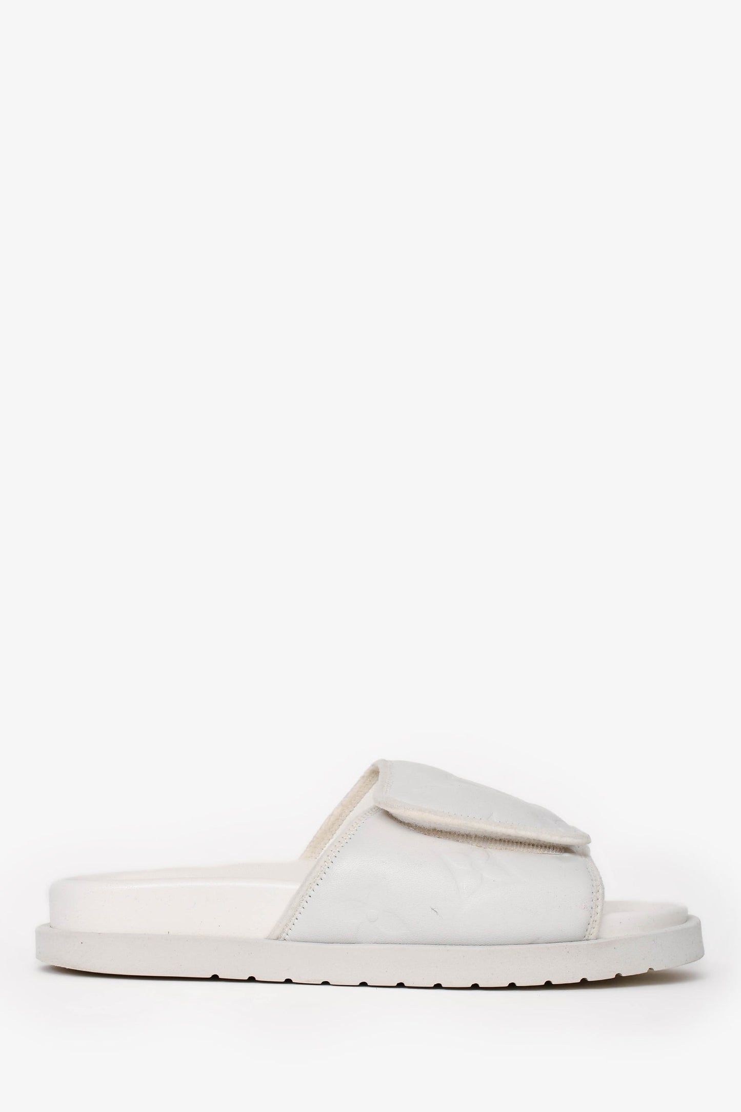 Louis Vuitton White Rubber/Leather Miami Slides Size 7 Mens Women Shoes