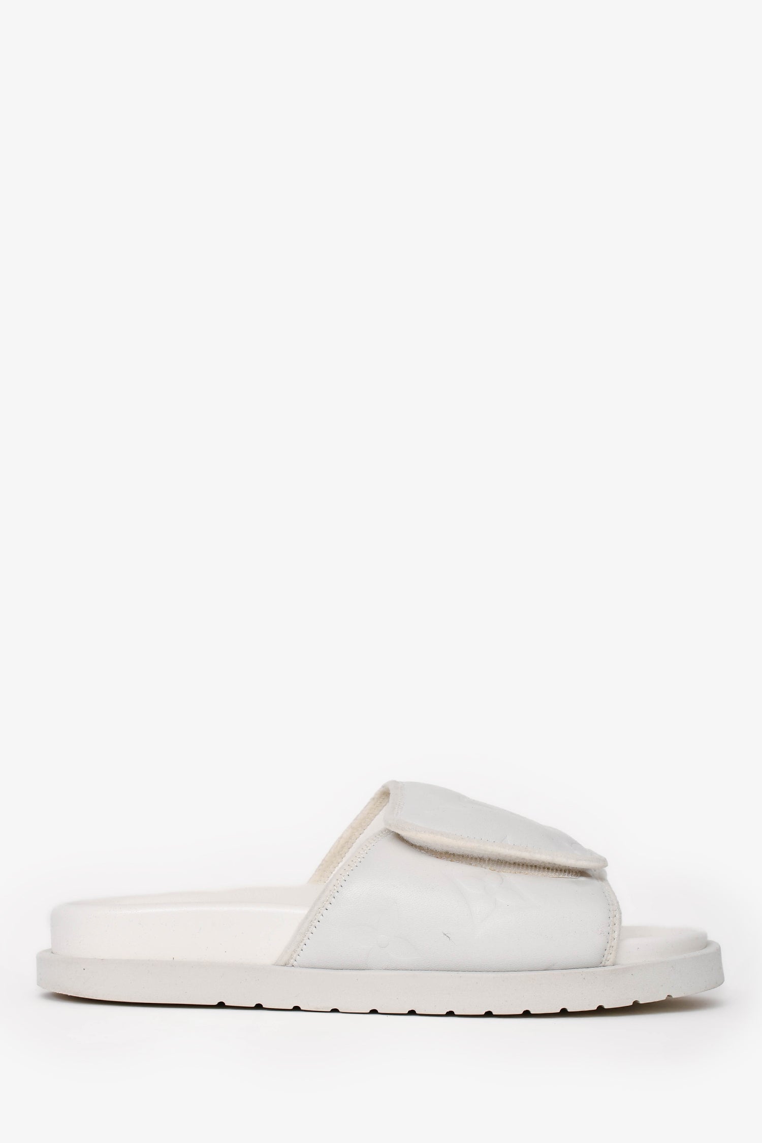 Louis Vuitton White Rubber/Leather Miami Slides Size 7 Mens Women Shoes