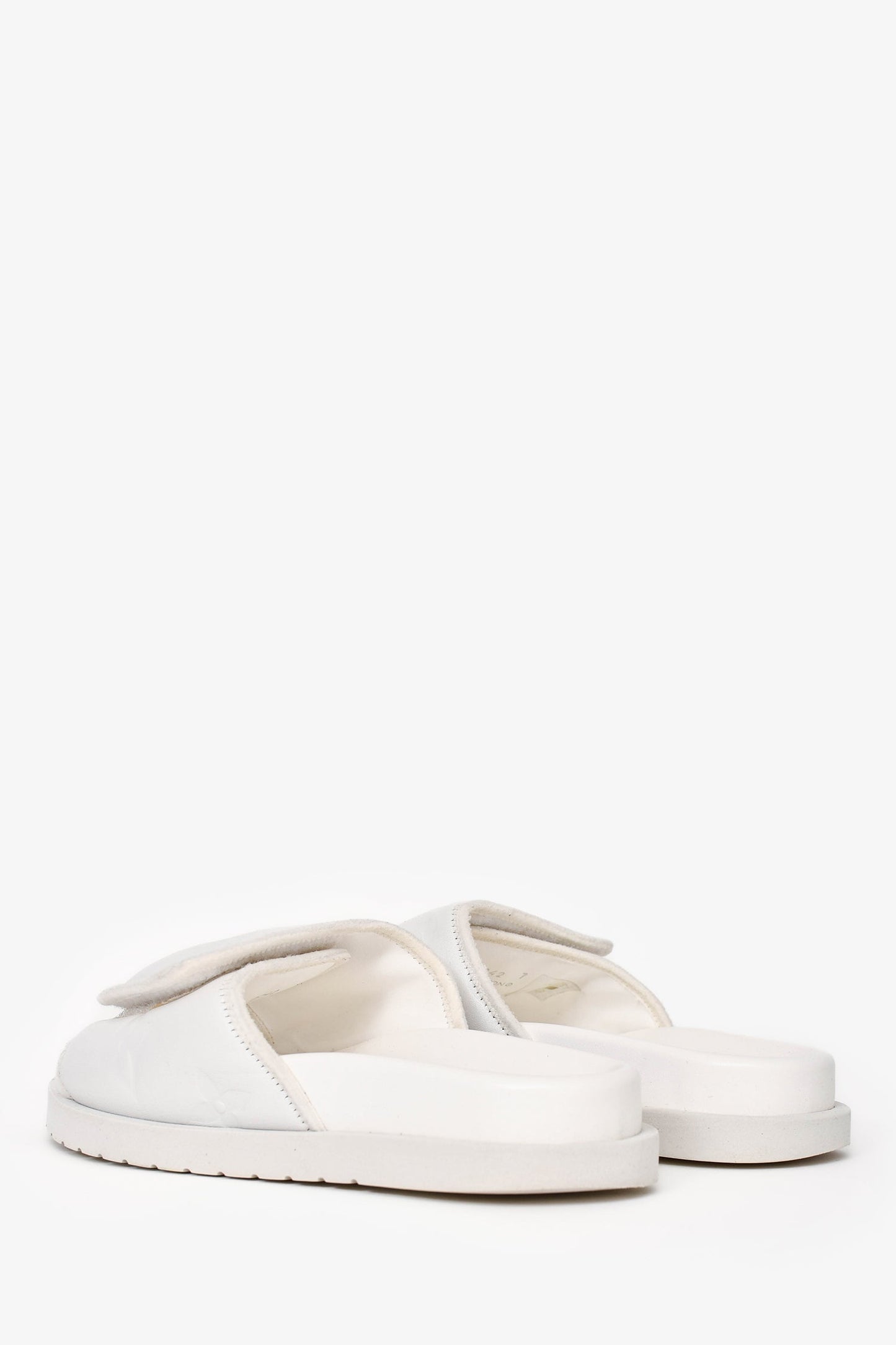 Louis Vuitton White Rubber/Leather Miami Slides Size 7 Mens Women Shoes