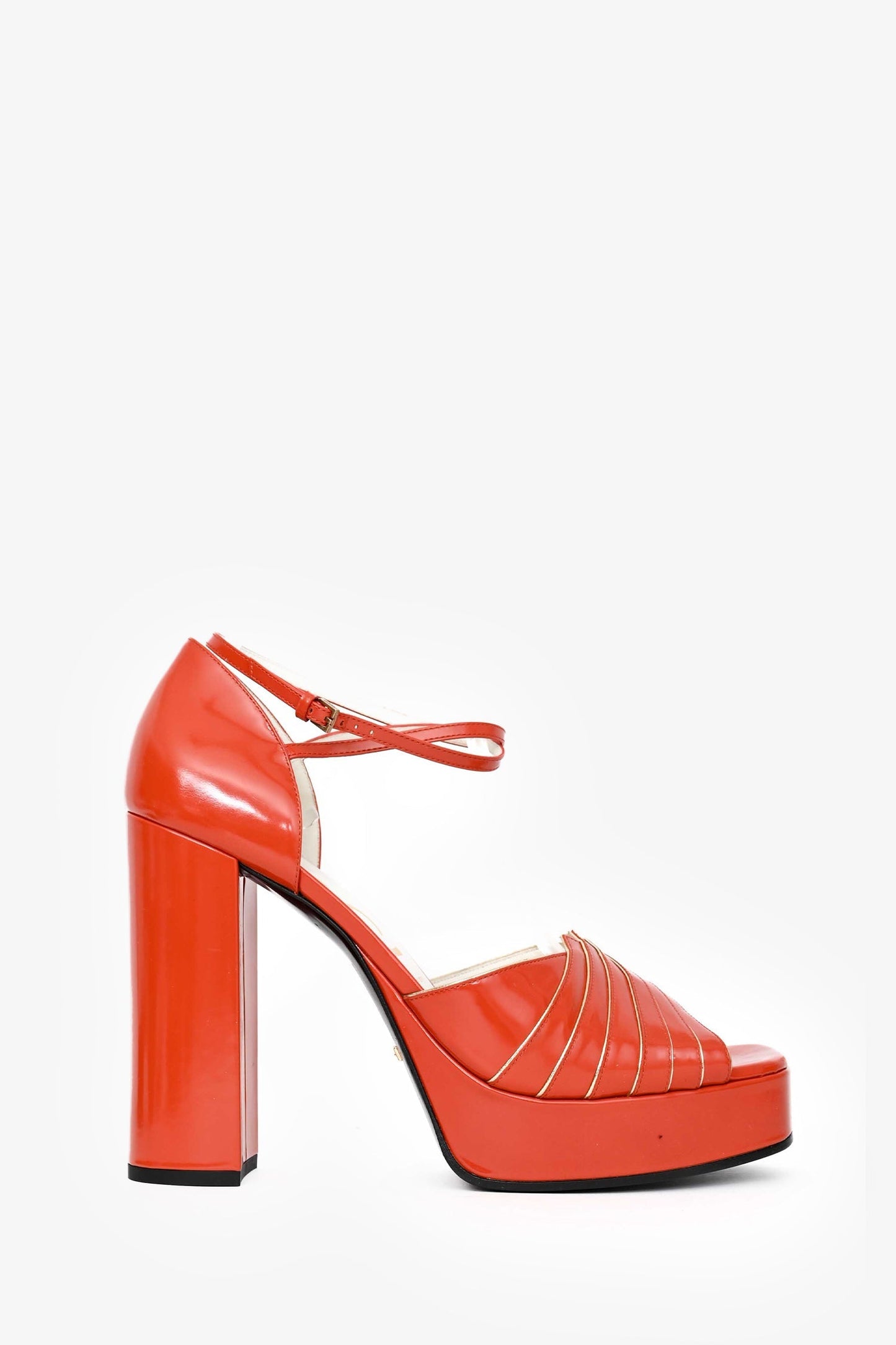 Gucci Orange Leather Platform Heels Size 41