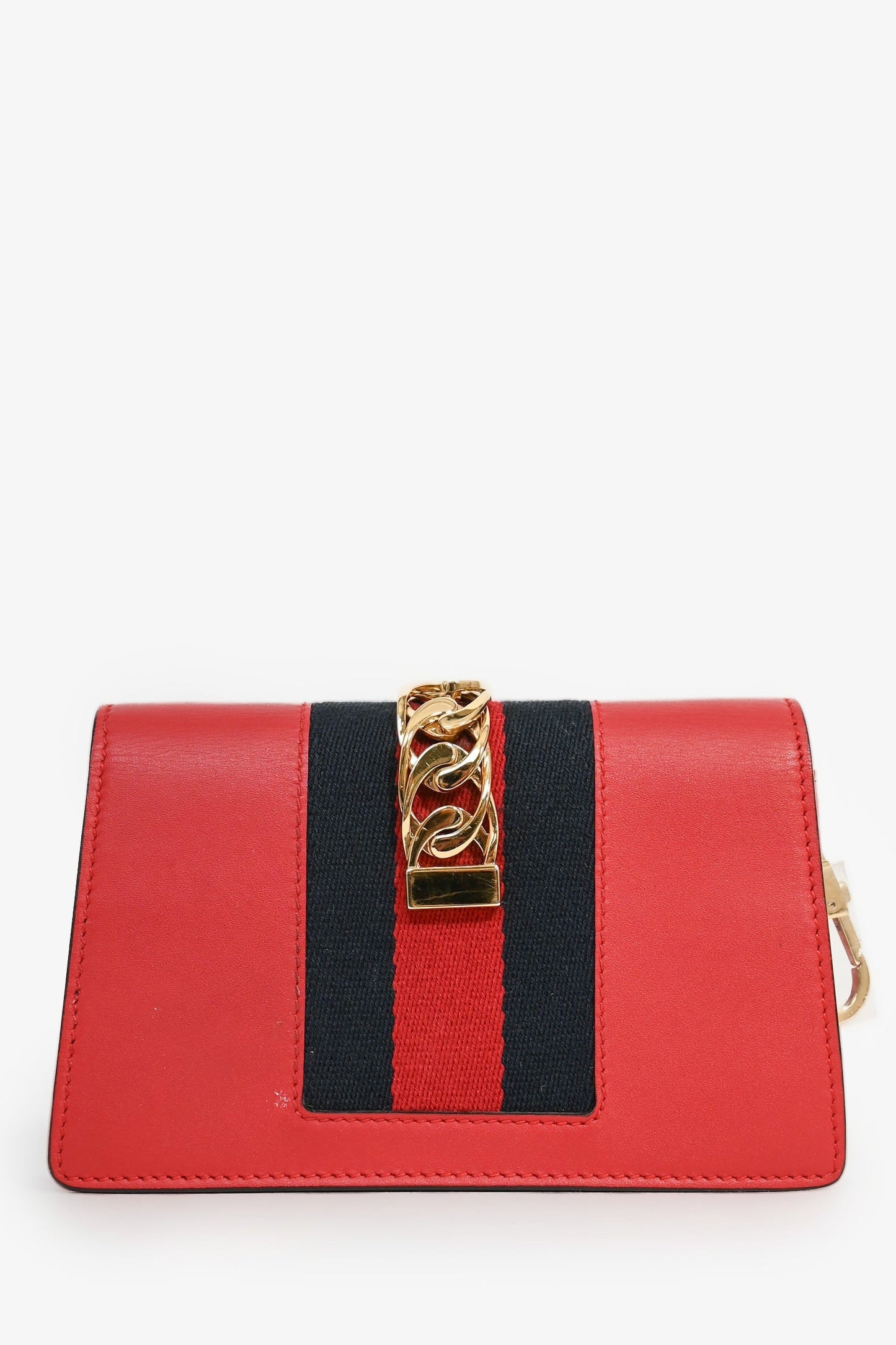 Gucci Red Leather Small Sylvie Bag on Chain
