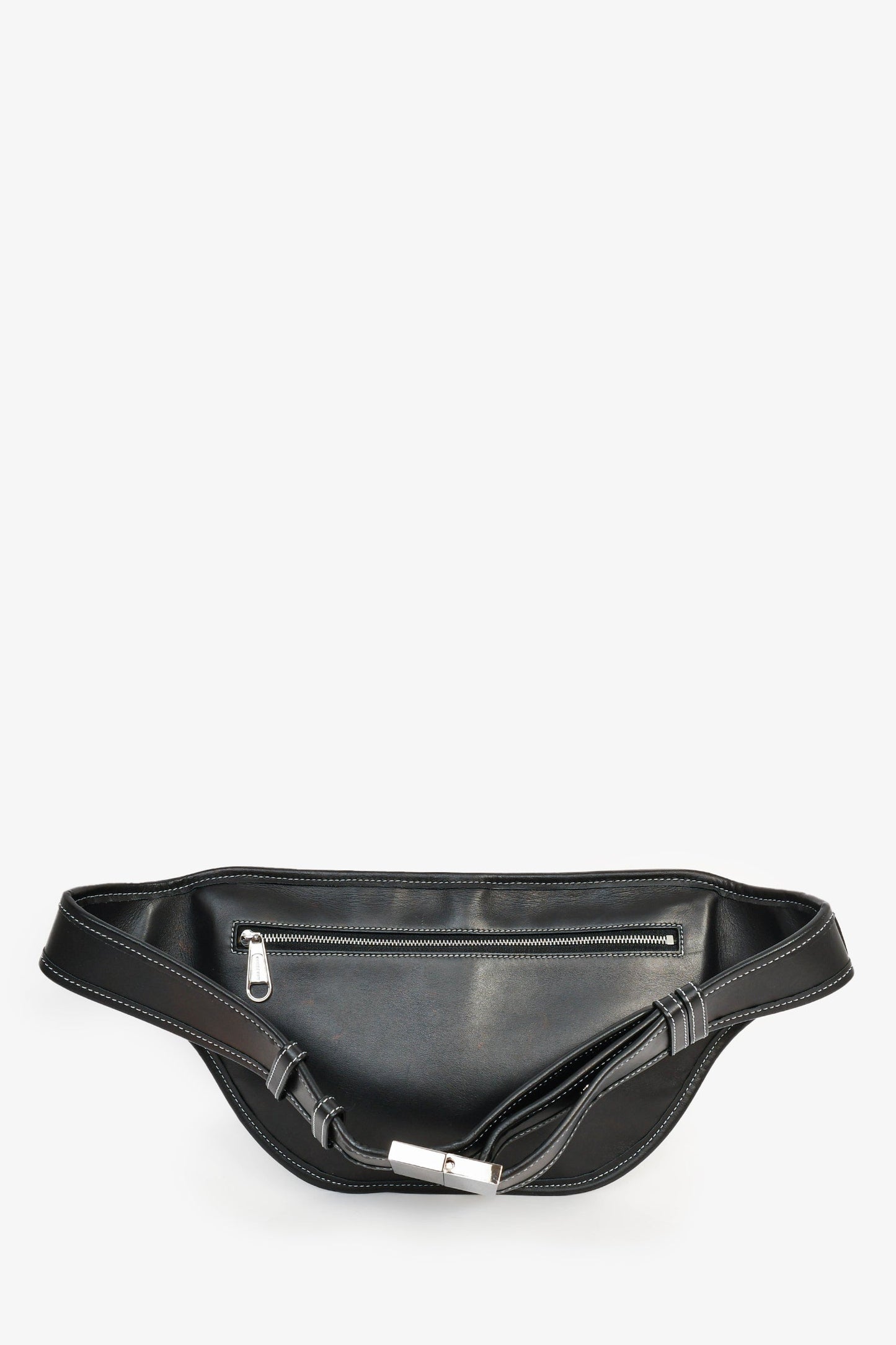 Burberry Contrast Stitch Brummell Belt Bag Leather Black White