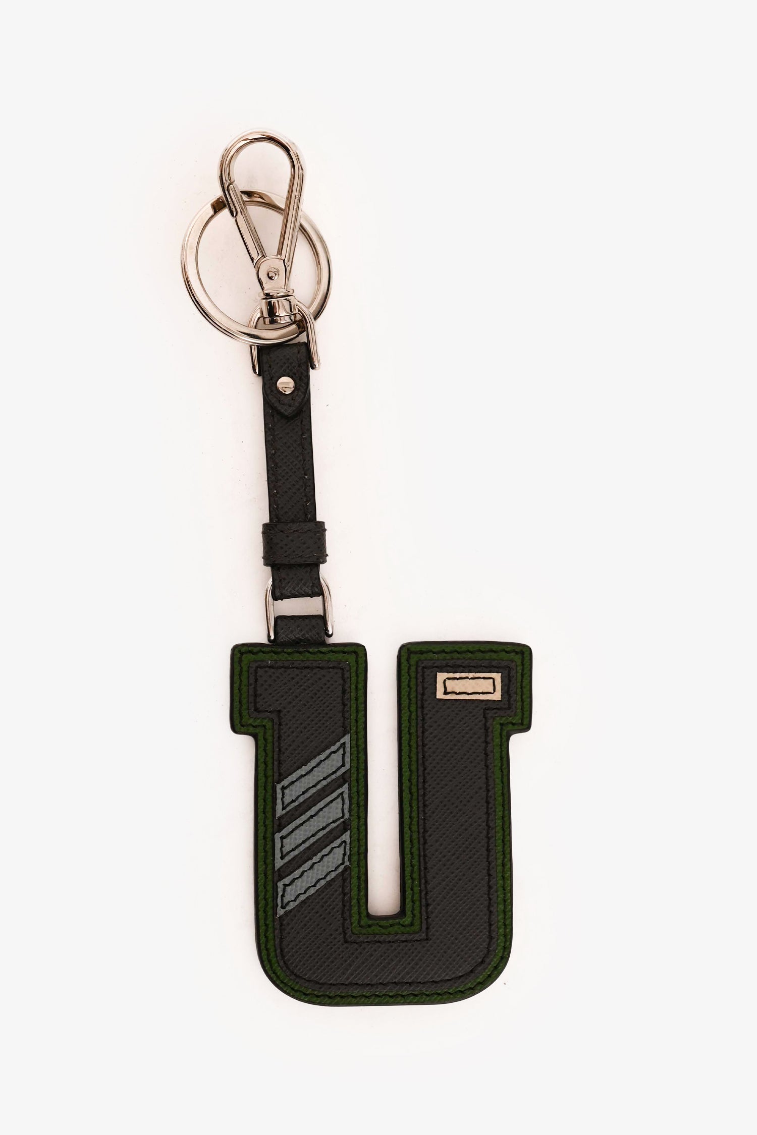Prada Key 'U' Leather Saffiano Black Key Chain