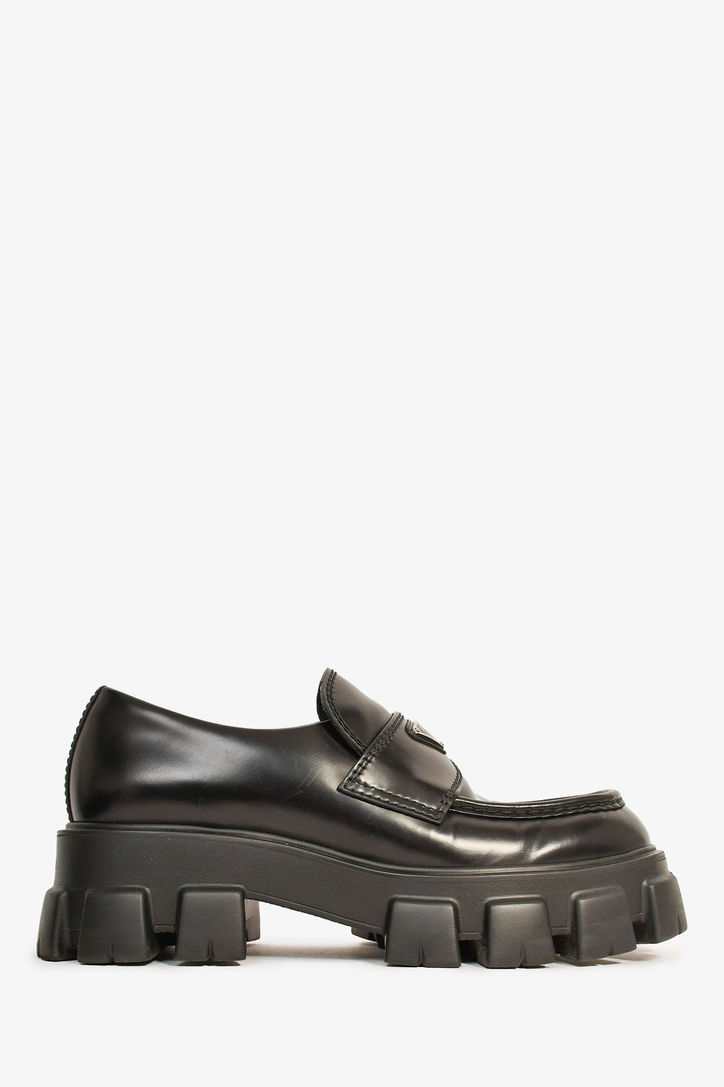 Prada Handbag Brushed Extra Light Monolith Loafers Leather Black Shoes