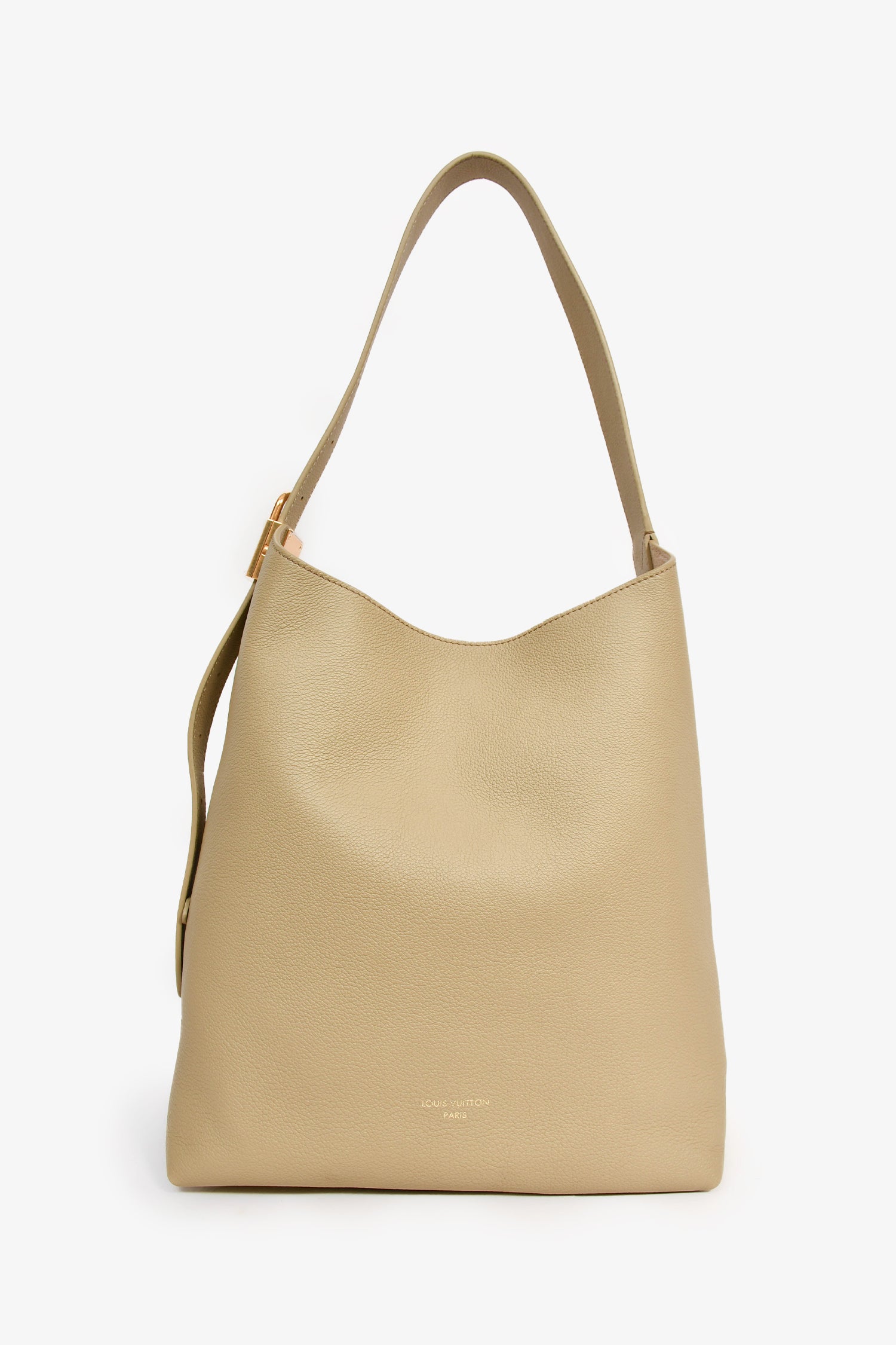 Louis Vuitton Sage Green Leather 'Low Key Hobo MM' Shoulder Bag with Monogram Pouch