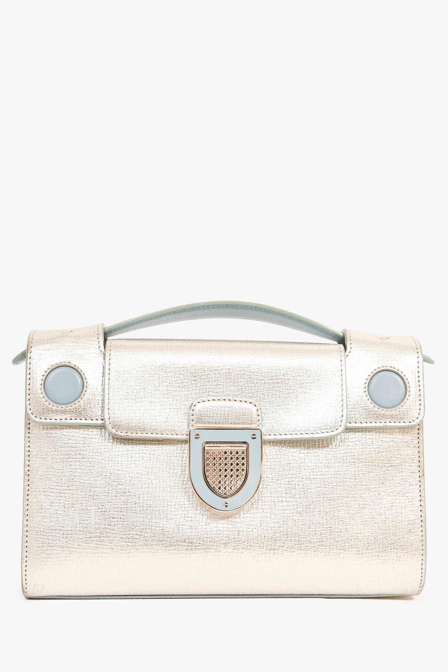 Dior Handbag Christian Light 'ever' Pochette with Strap Leather Blue Silver