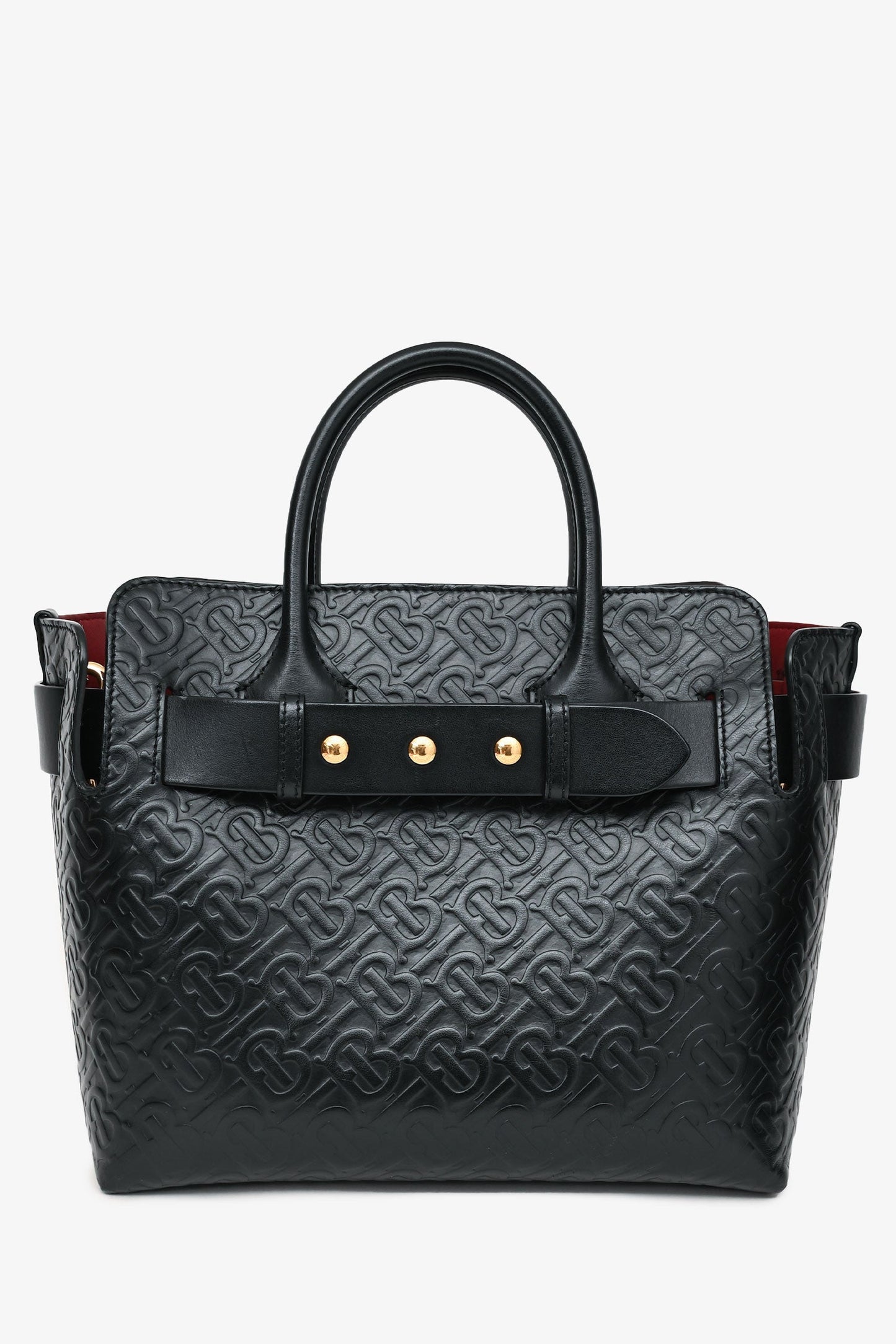 Burberry Tb Tote With Strap Leather Monogram Black Tote Bag