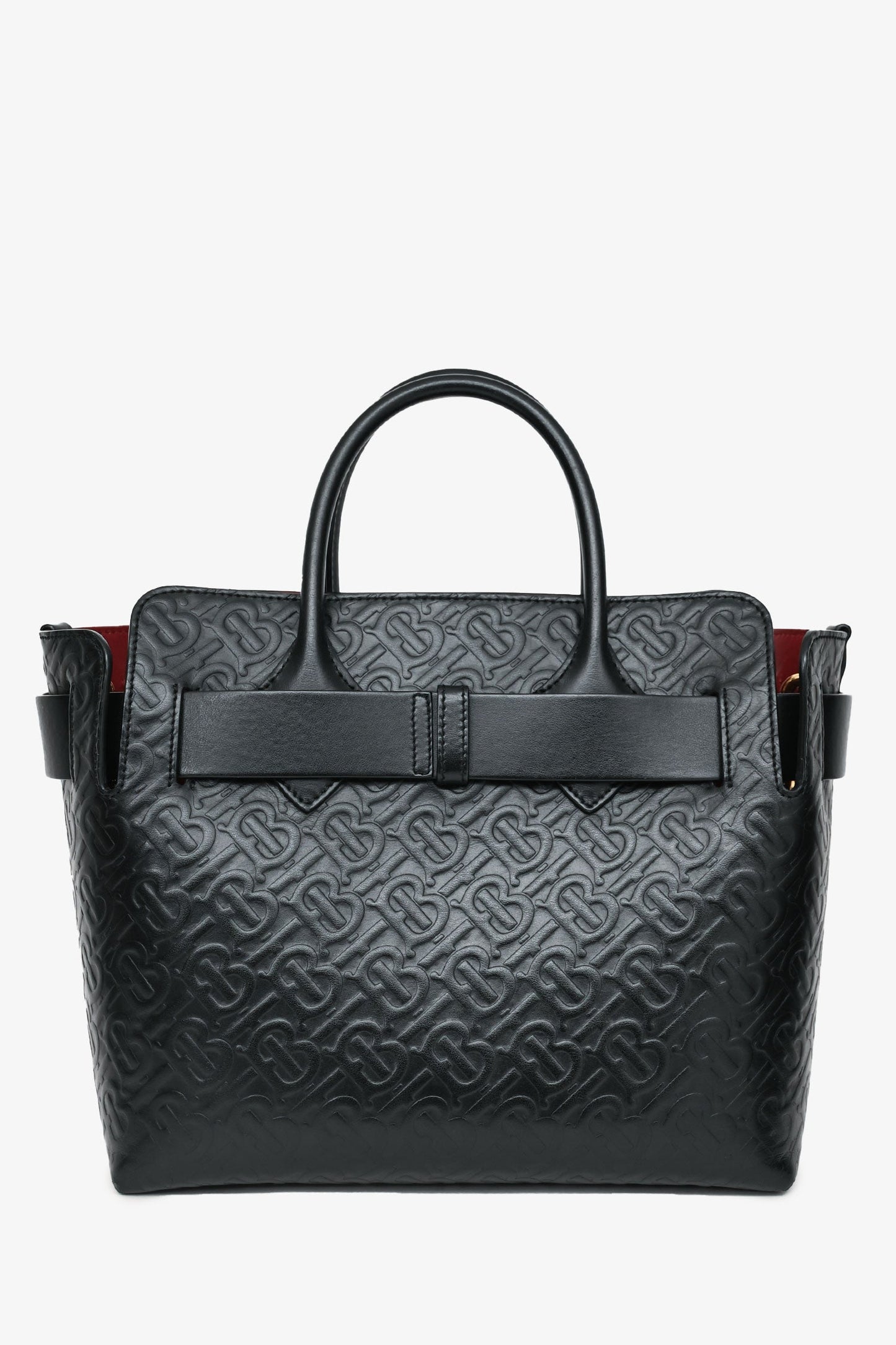 Burberry Tb Tote With Strap Leather Monogram Black Tote Bag
