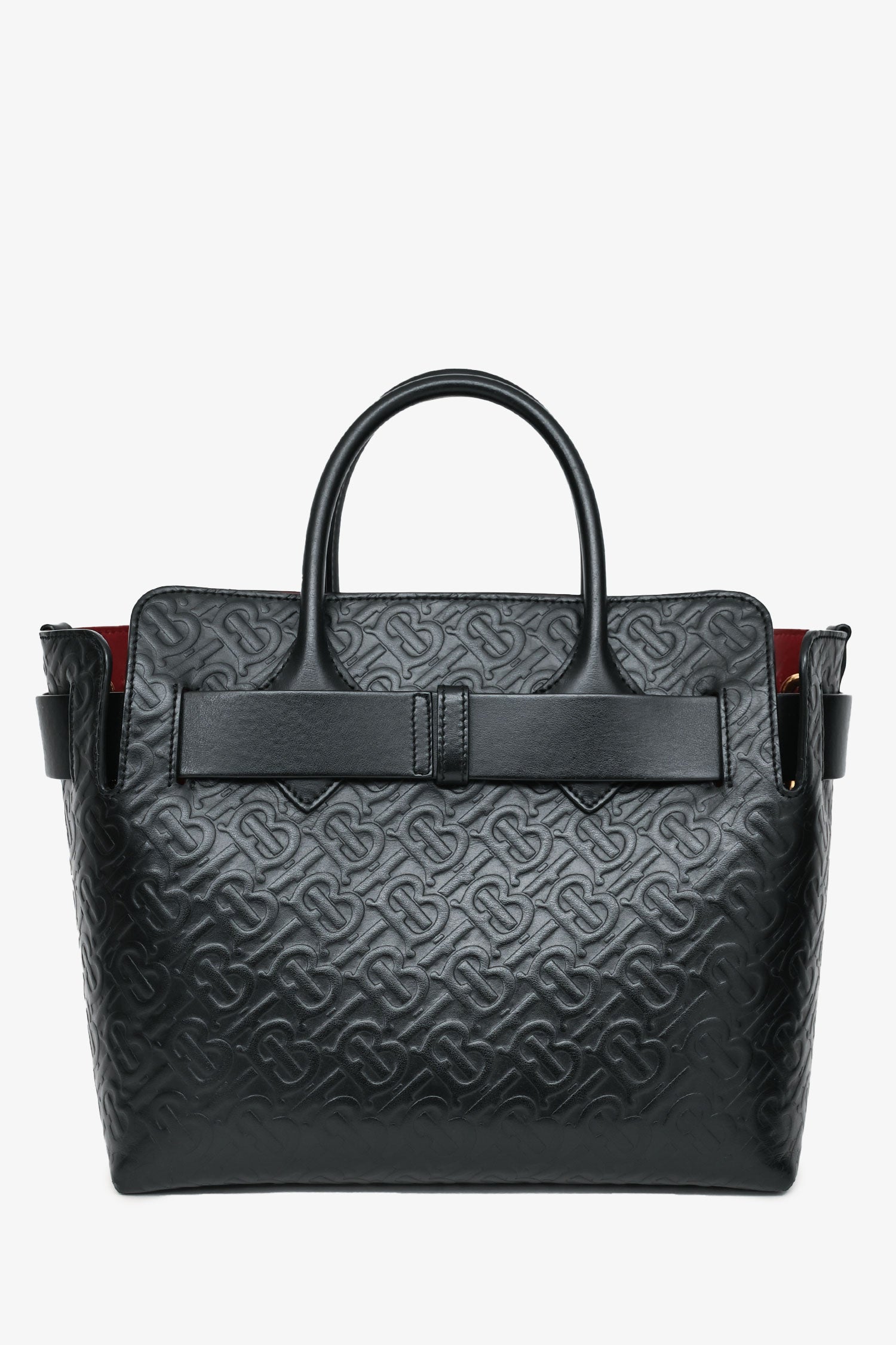 Burberry Tb Tote With Strap Leather Monogram Black Tote Bag
