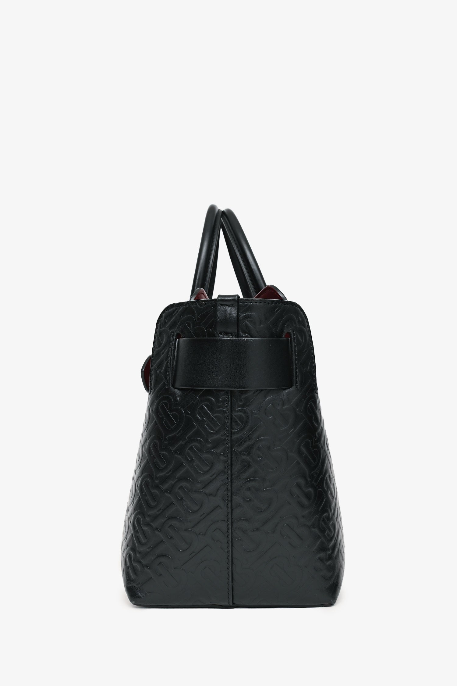 Burberry Tb Tote With Strap Leather Monogram Black Tote Bag