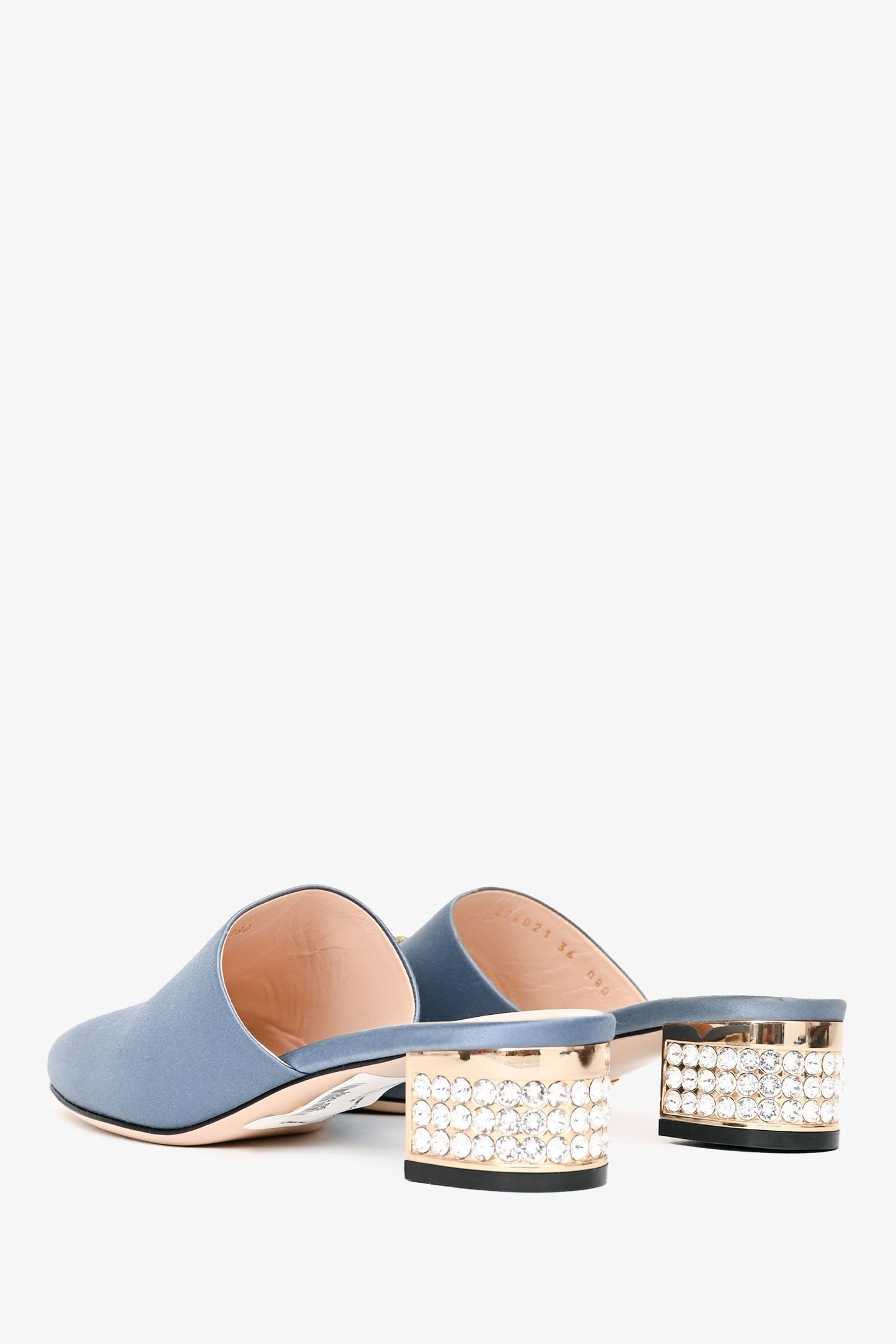 Gucci Blue/Yellow Satin/Leather Crystal Bow Embellished Mules Size 36