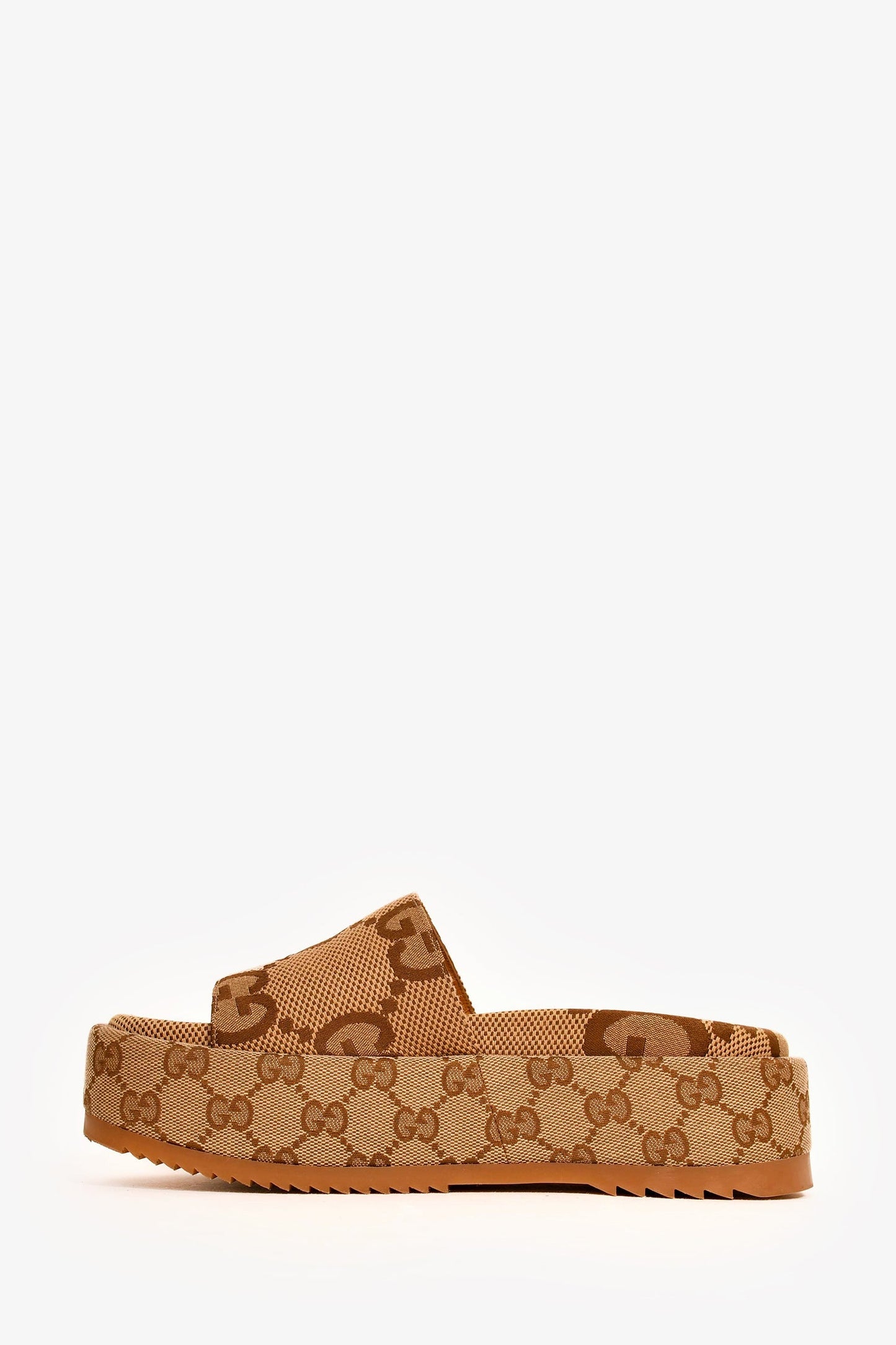 Gucci Brown Giant GG Monogram Canvas Platform Sandals Size 35