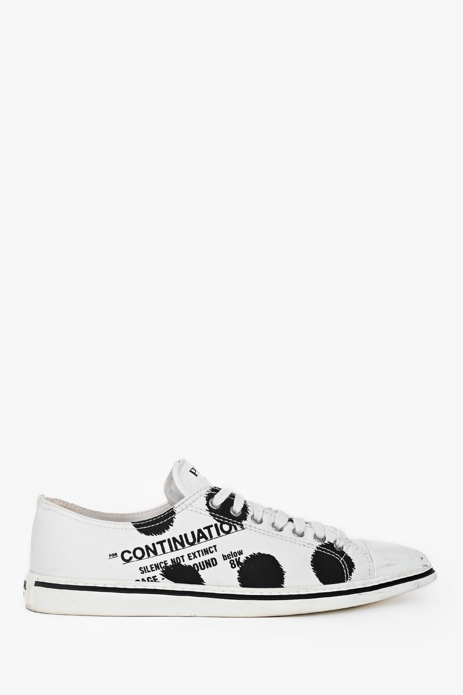 Prada Shoe Graphic Printed Pointed Toe Sneakers White Shoes