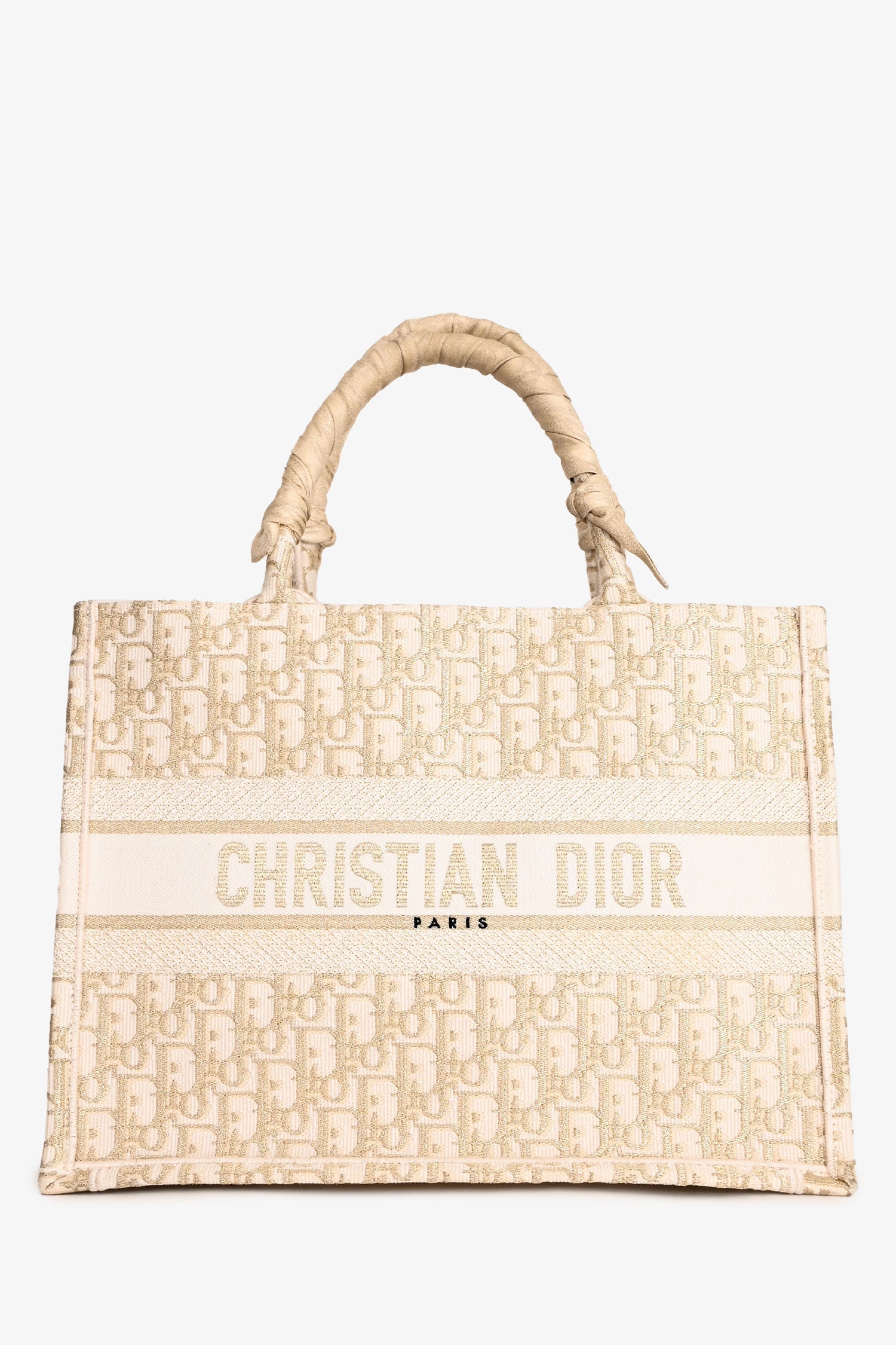 Dior Tote Bag Christian Book Tote Monogram Gold Medium