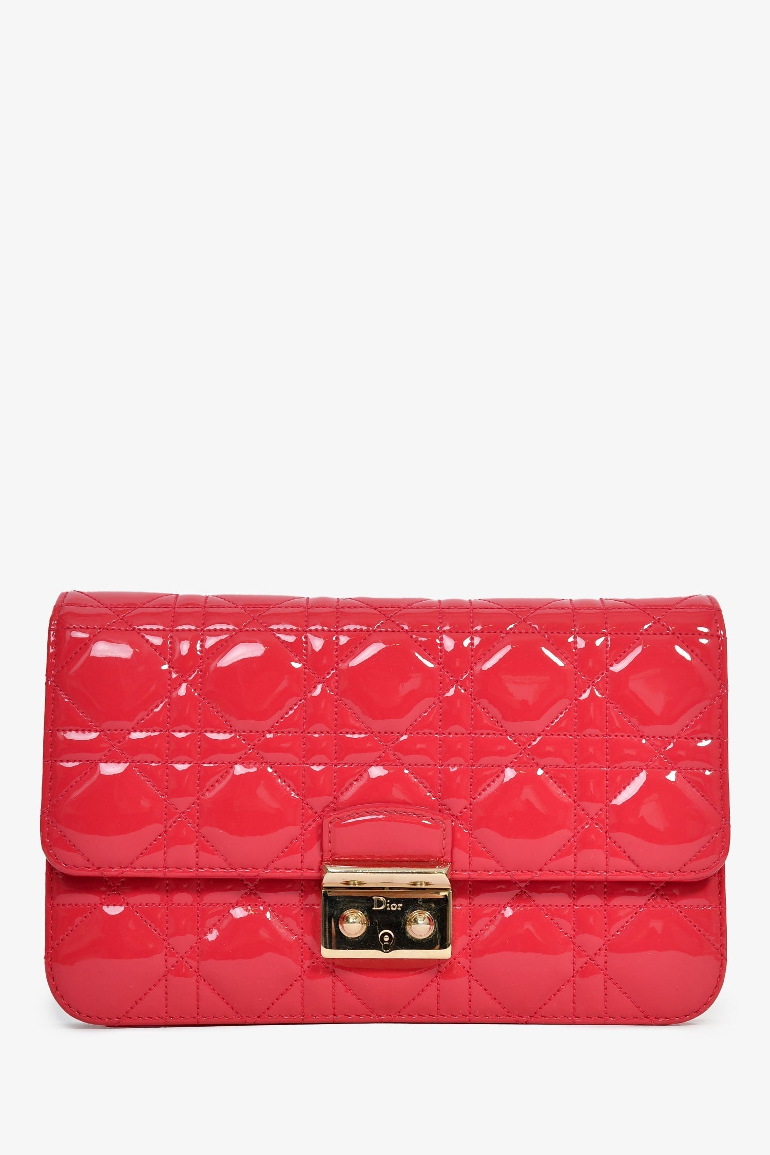 Dior Crossbody Bag Christian 'Miss ' Wallet On Patent Pink Chain