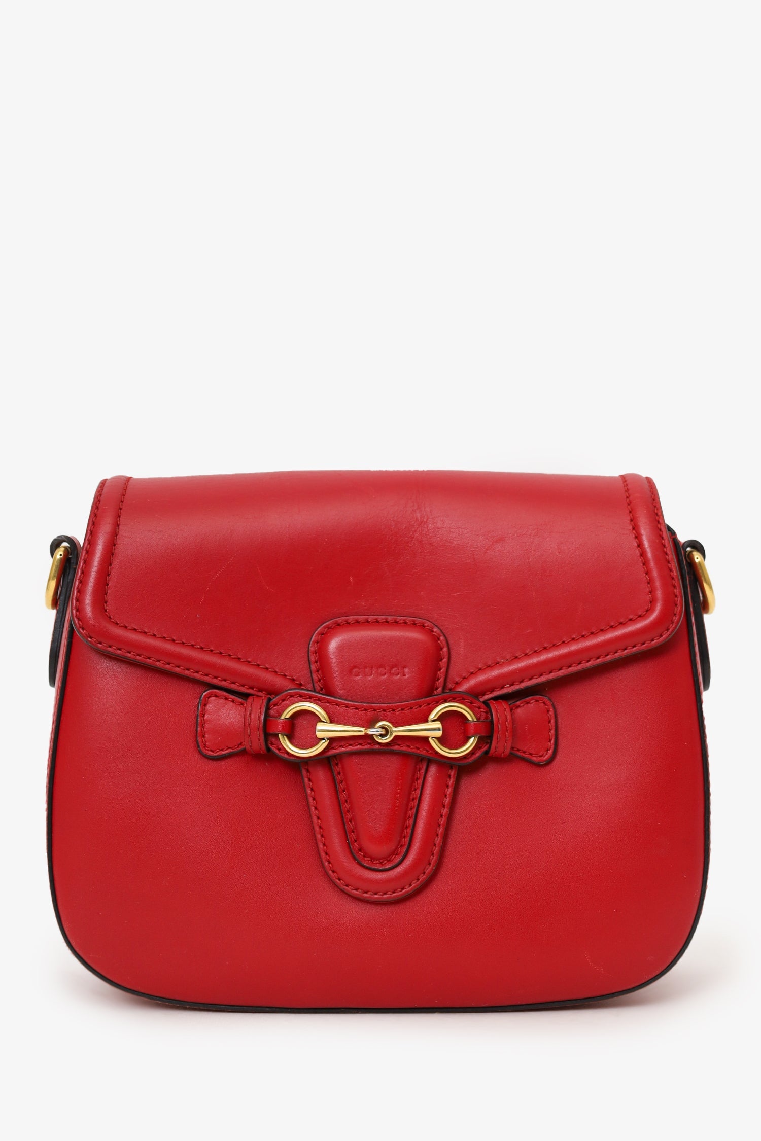 Gucci Red 'Lady Web' Horsebit Medium Shoulder Bag