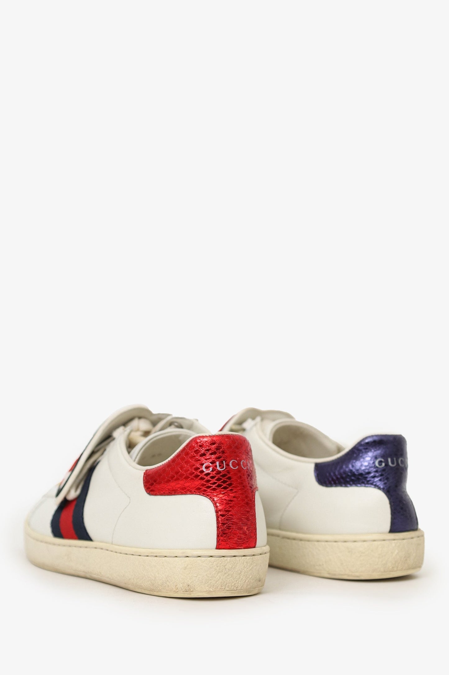 Gucci White Leather Blind For Love Patch Web Ace Sneakers Size 37