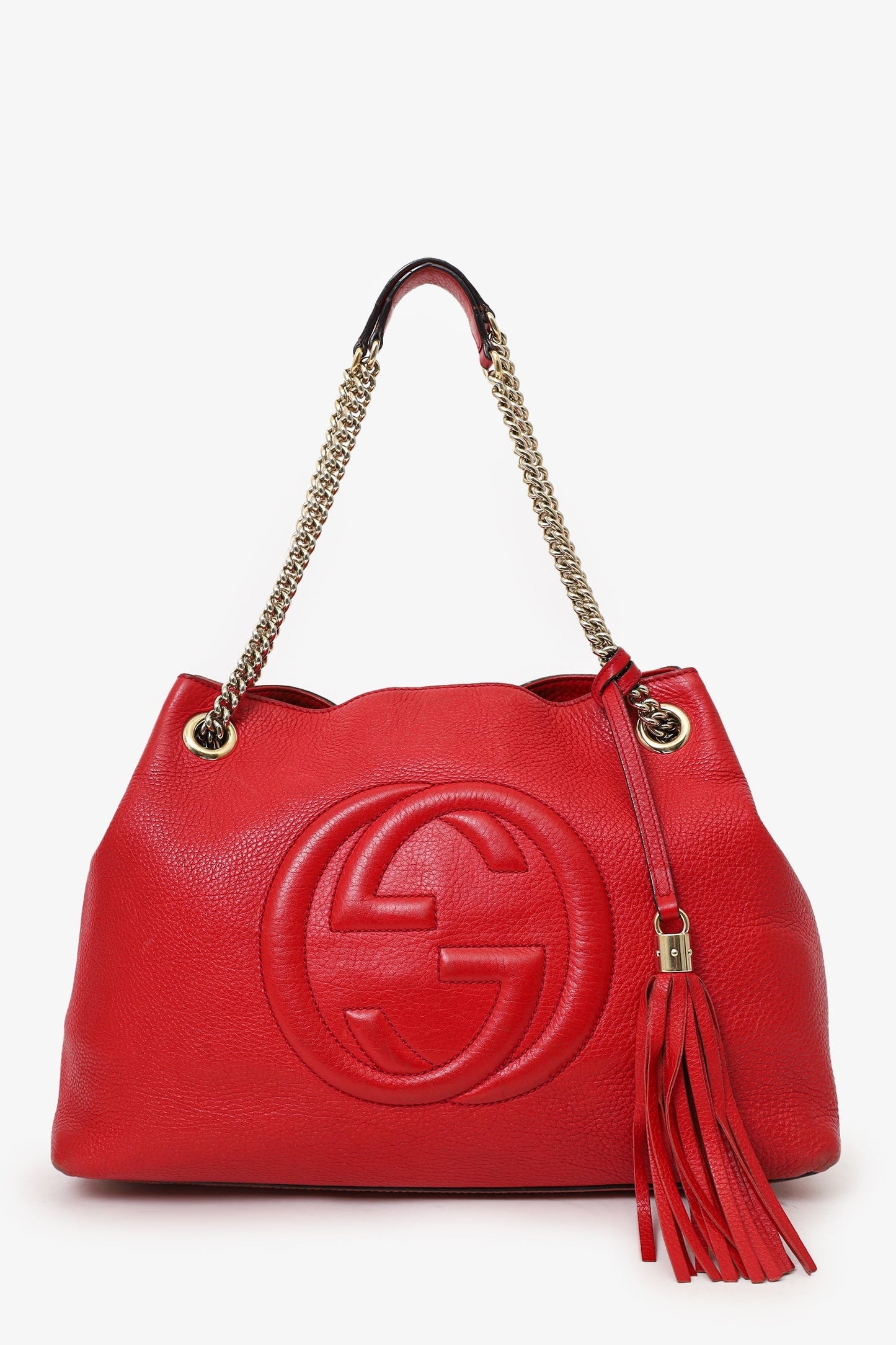 Gucci Red Leather 'Soho' Chain Tote Bag