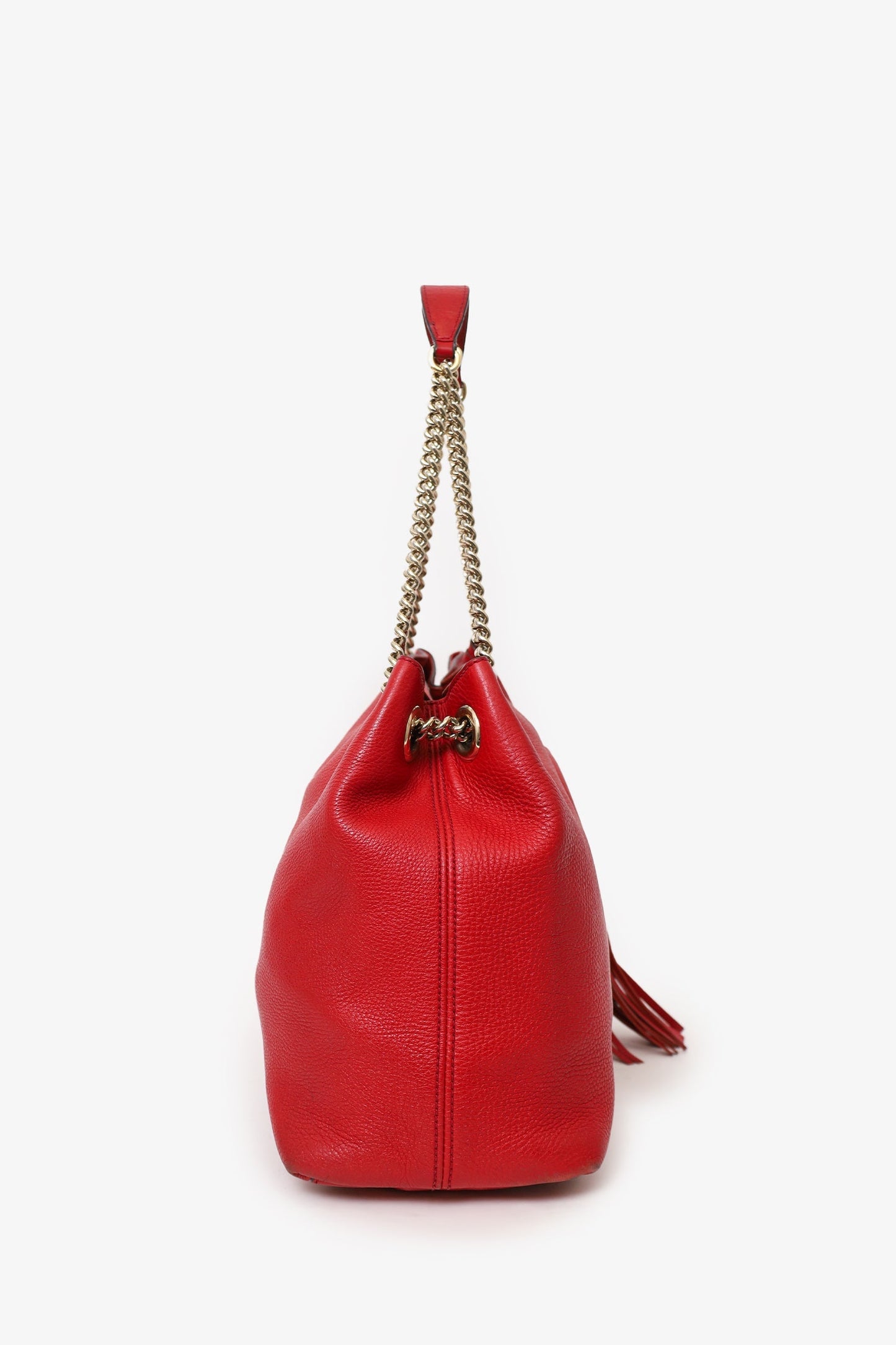 Gucci Red Leather 'Soho' Chain Tote Bag