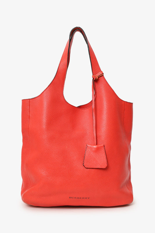 Burberry Hobo Shoulder Bag Leather Red