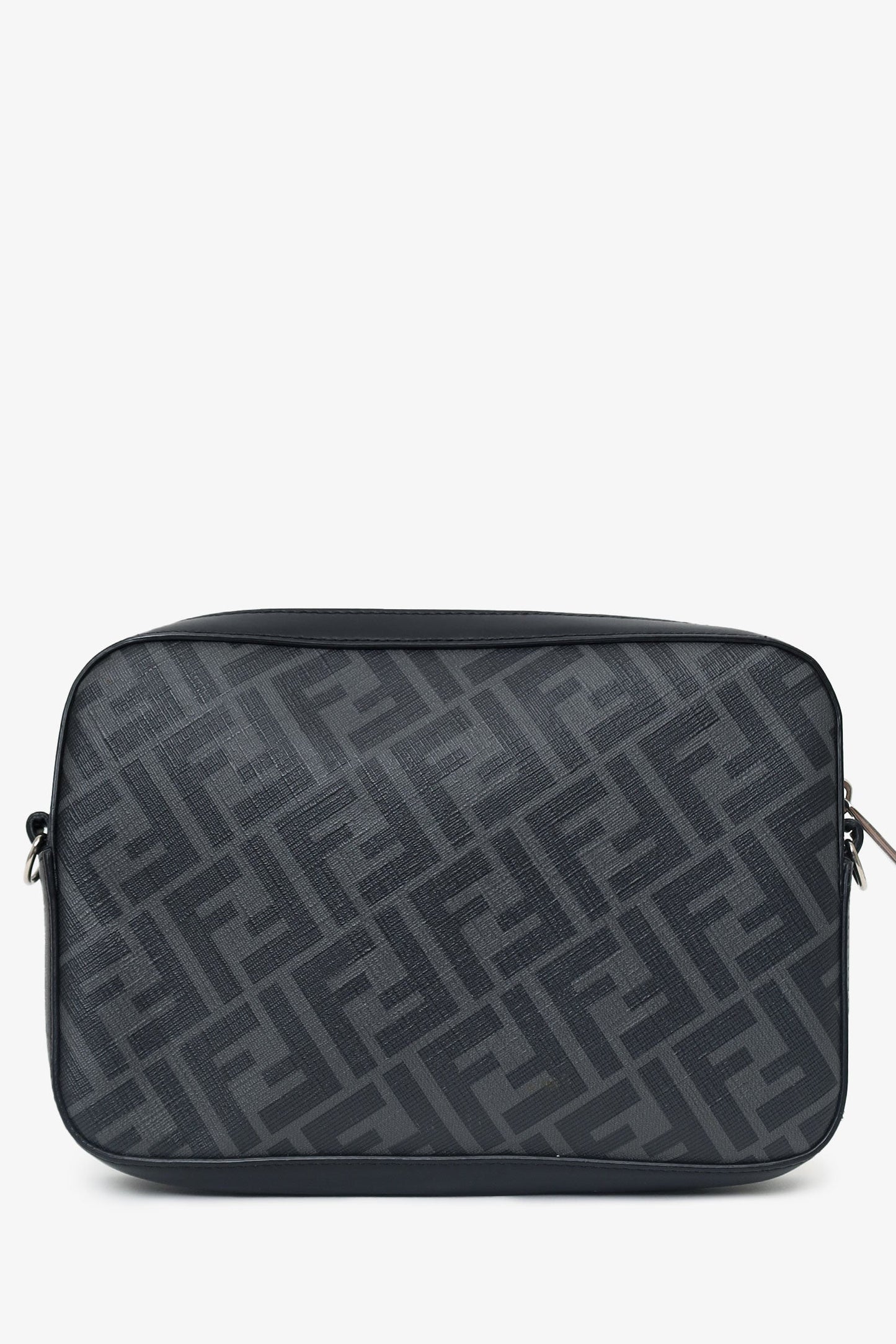 Fendi Handbag Liberty Grey FF Diagonal Camera Case Leather Canvas Vitello
