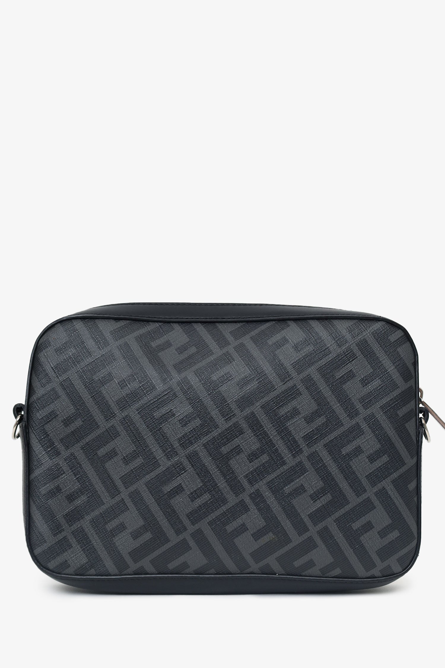 Fendi Handbag Liberty Grey FF Diagonal Camera Case Leather Canvas Vitello