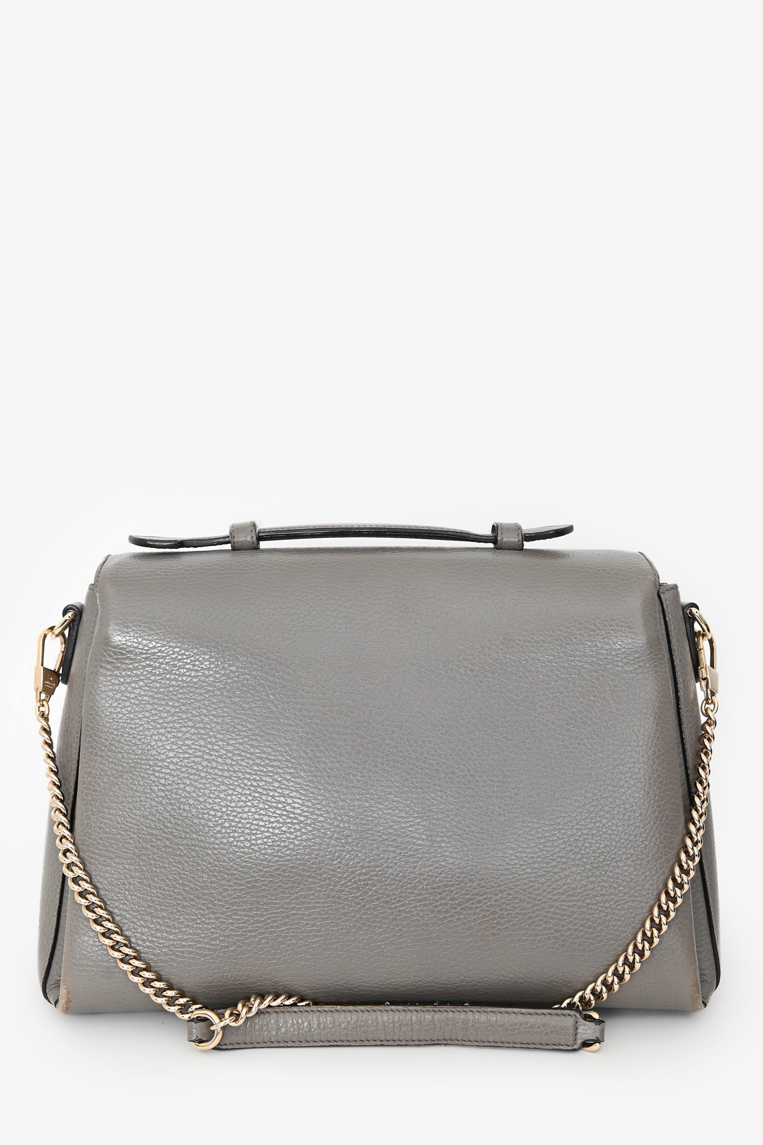 Gucci Grey Calfskin Interlocking G Dollar Large Top Handle Shoulder Bag (As Is)