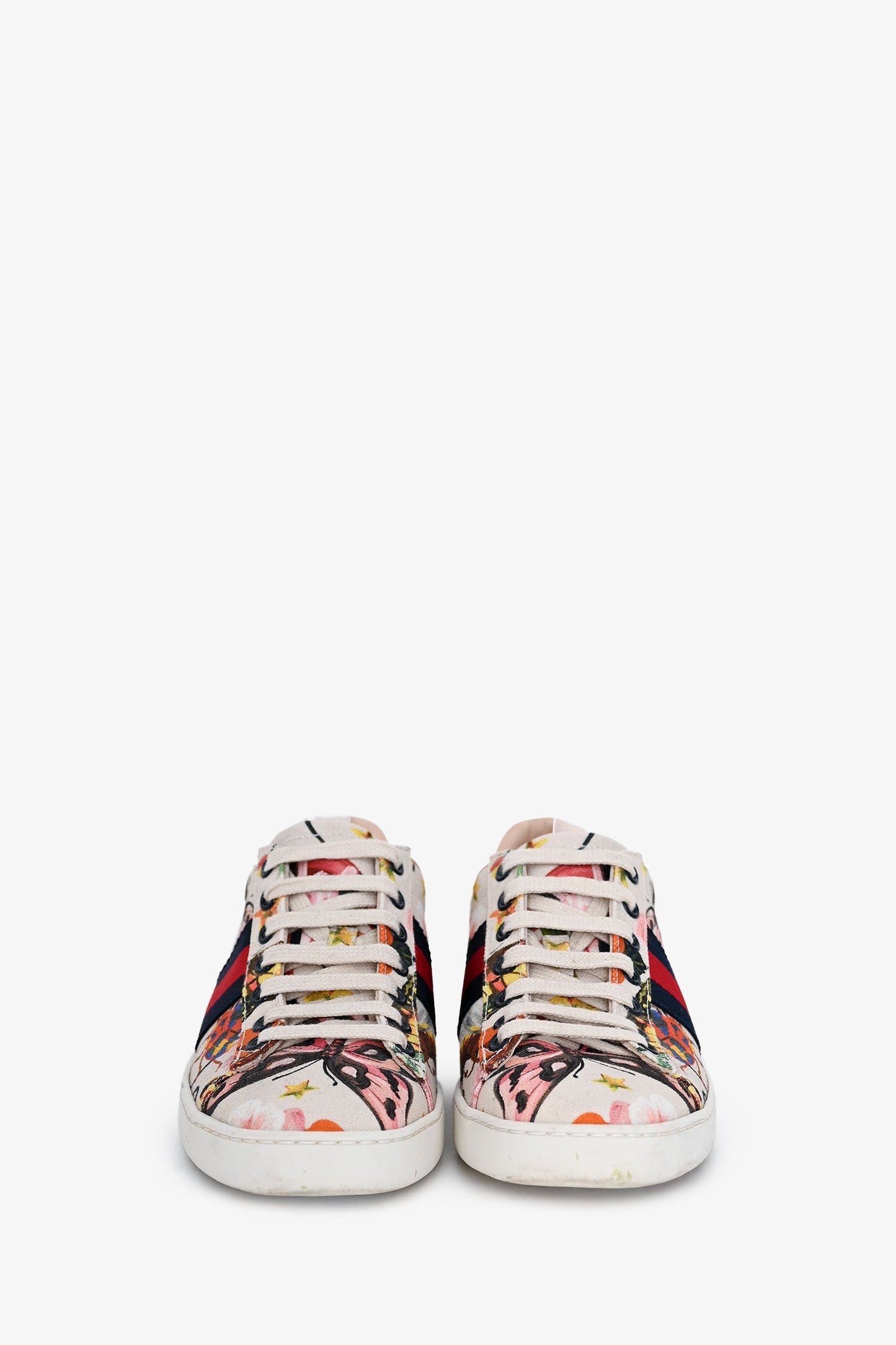 Gucci Cream Canvas Garden Exclusive Ace Sneakers Size 36