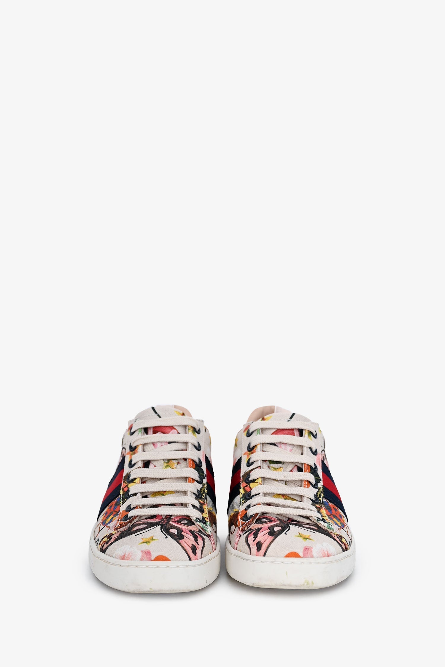 Gucci Cream Canvas Garden Exclusive Ace Sneakers Size 36