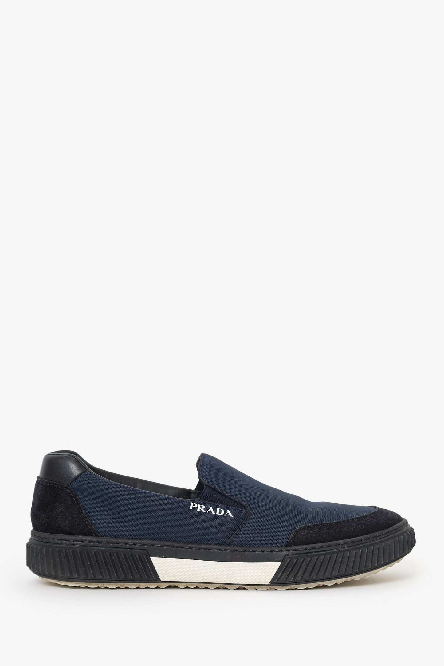 Prada Handbag Panelled Slip-on Sneakers Black Navy Shoes
