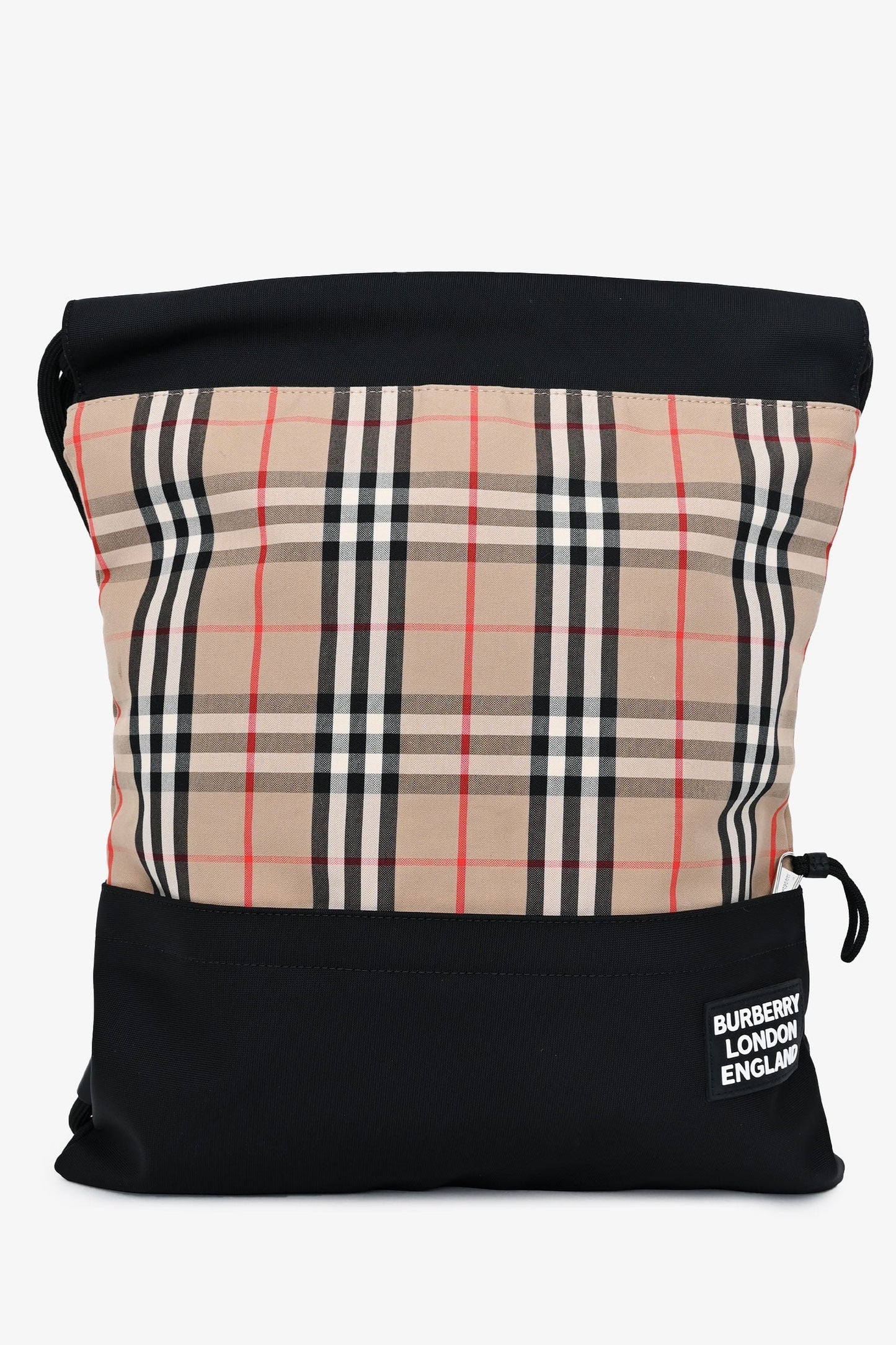 Burberry Check Drawstring Backpack Black