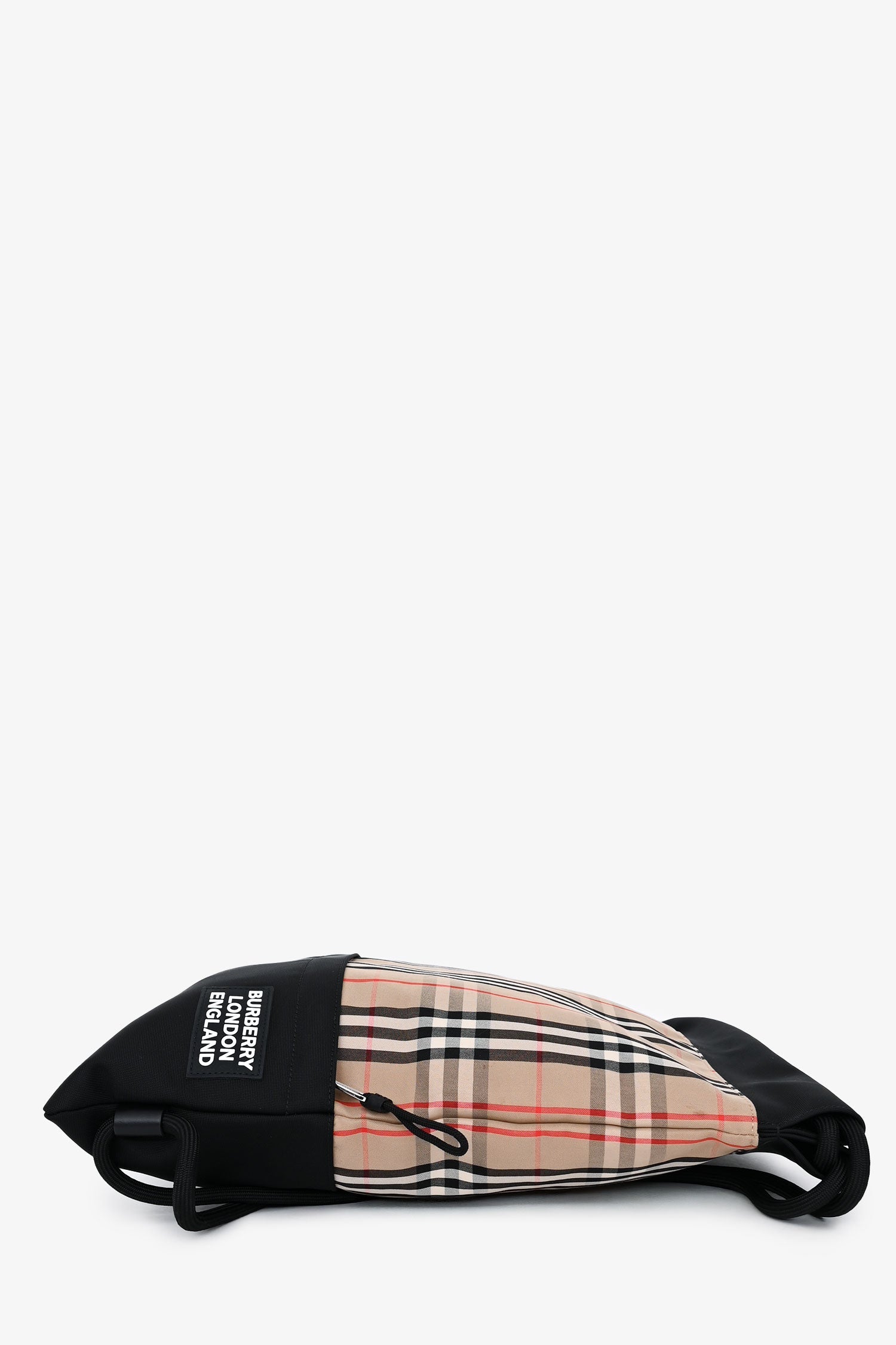 Burberry Check Drawstring Backpack Black