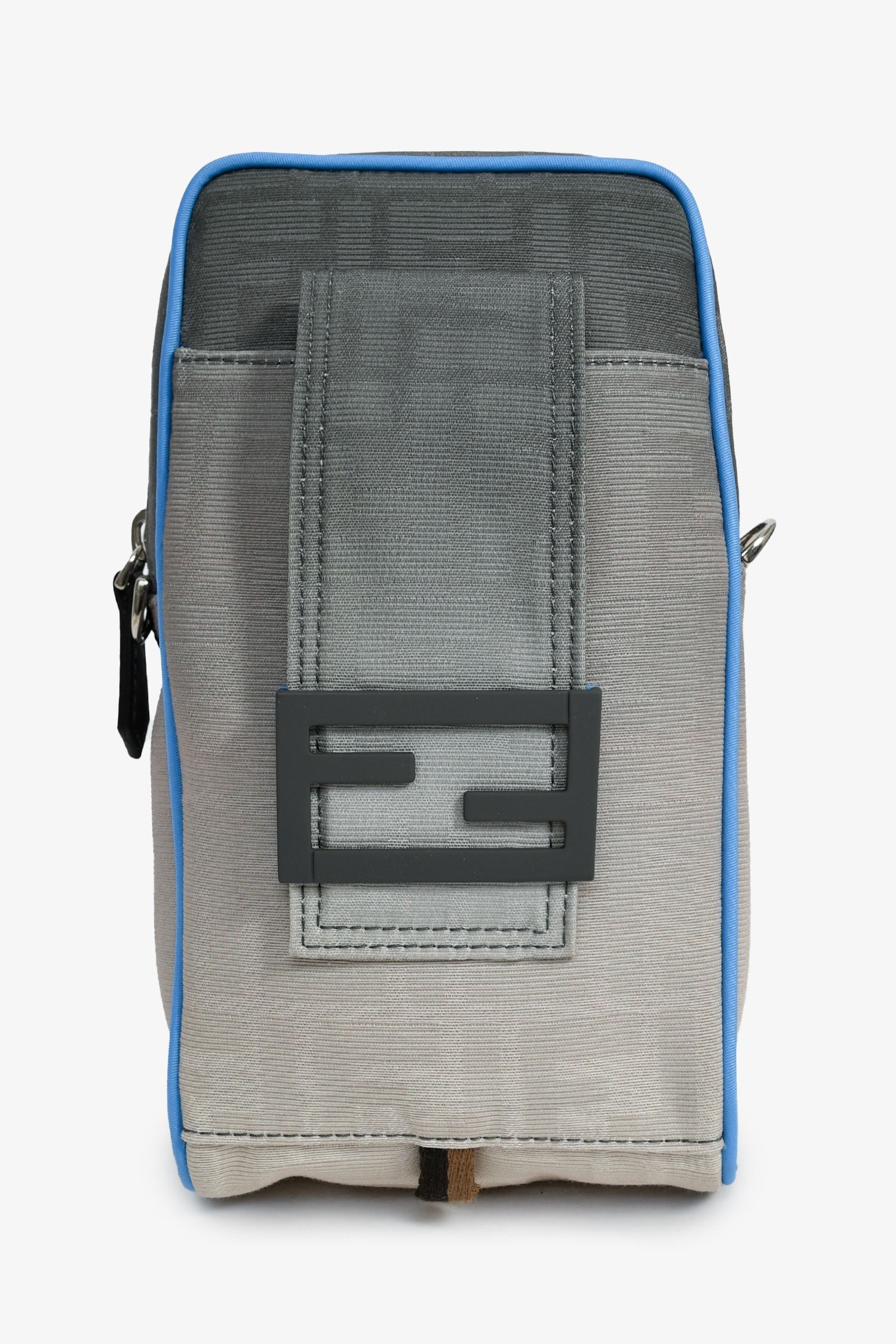 Fendi Grey Ombre Trim Vertical Crossbody Canvas Blue Gray Crossbody Bag