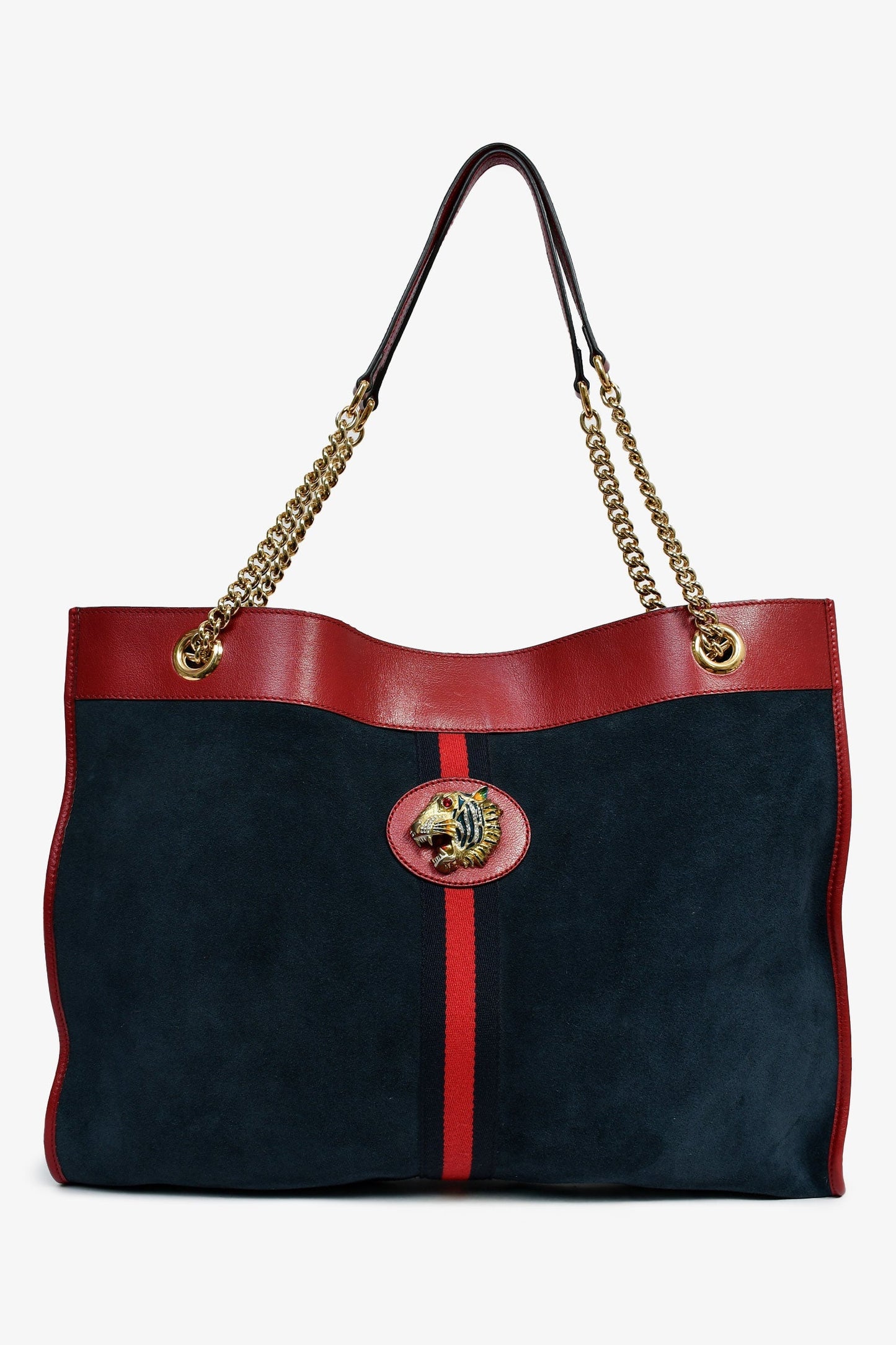 Gucci Navy Suede Raja Tiger Head Tote Bag