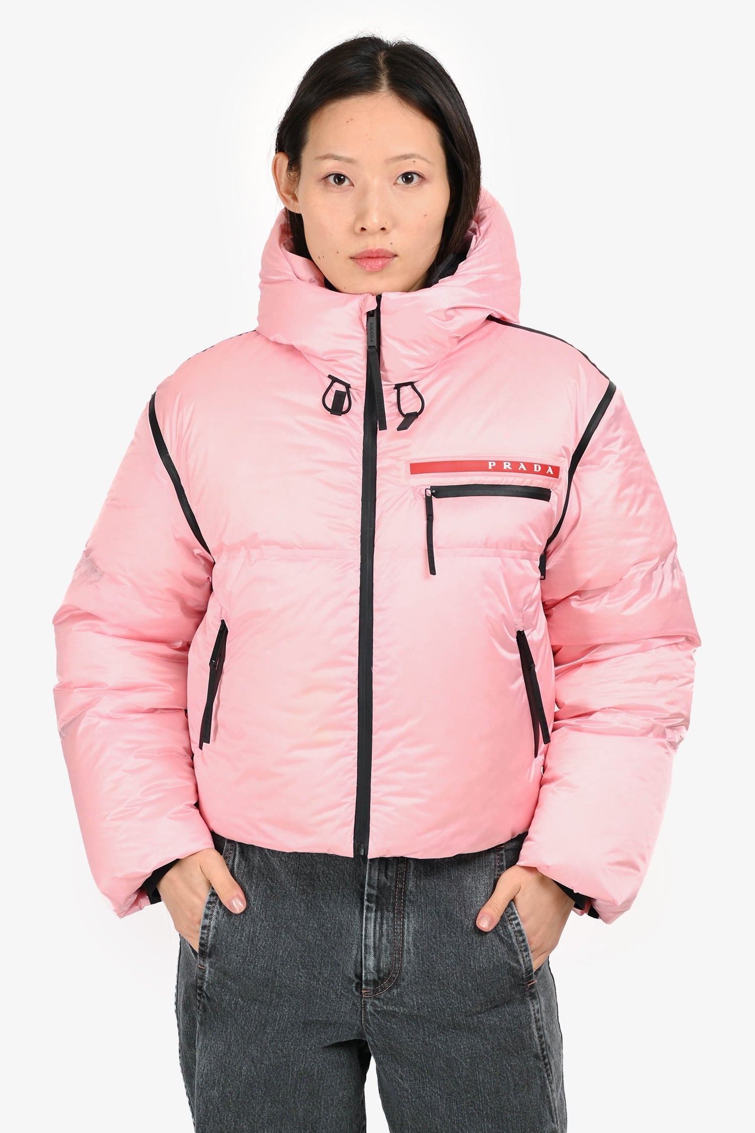 Prada Handbag Sport Re- Cropped Puffer Jacket Nylon Pink