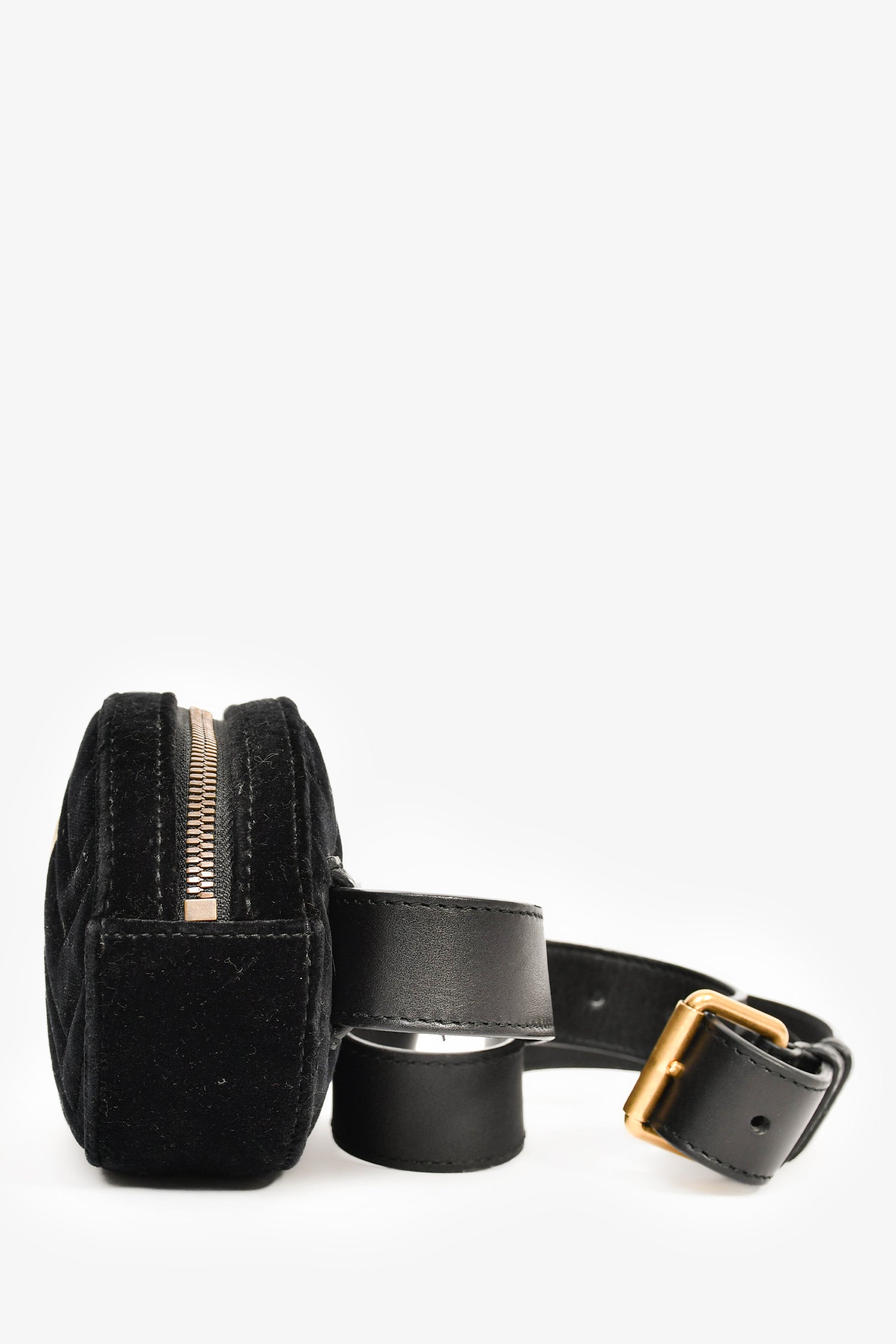 Gucci Black Velvet GG Marmont Belt Bag