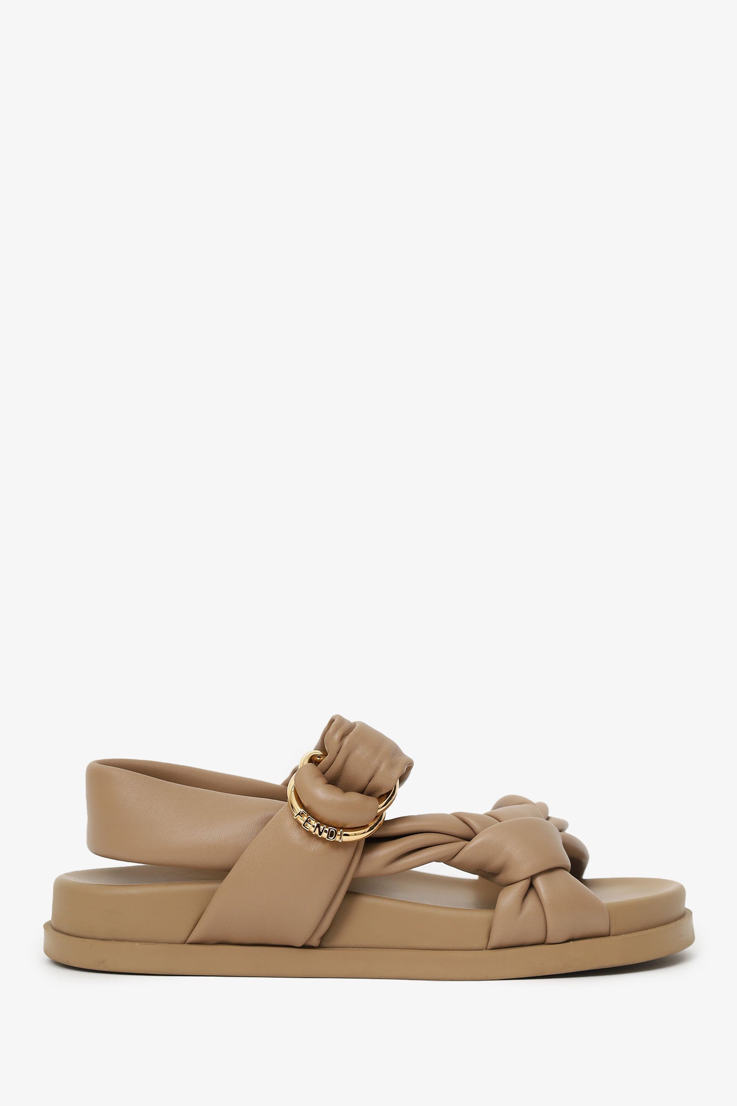 Fendi Handbag Feel Sandals Leather Beige Shoes