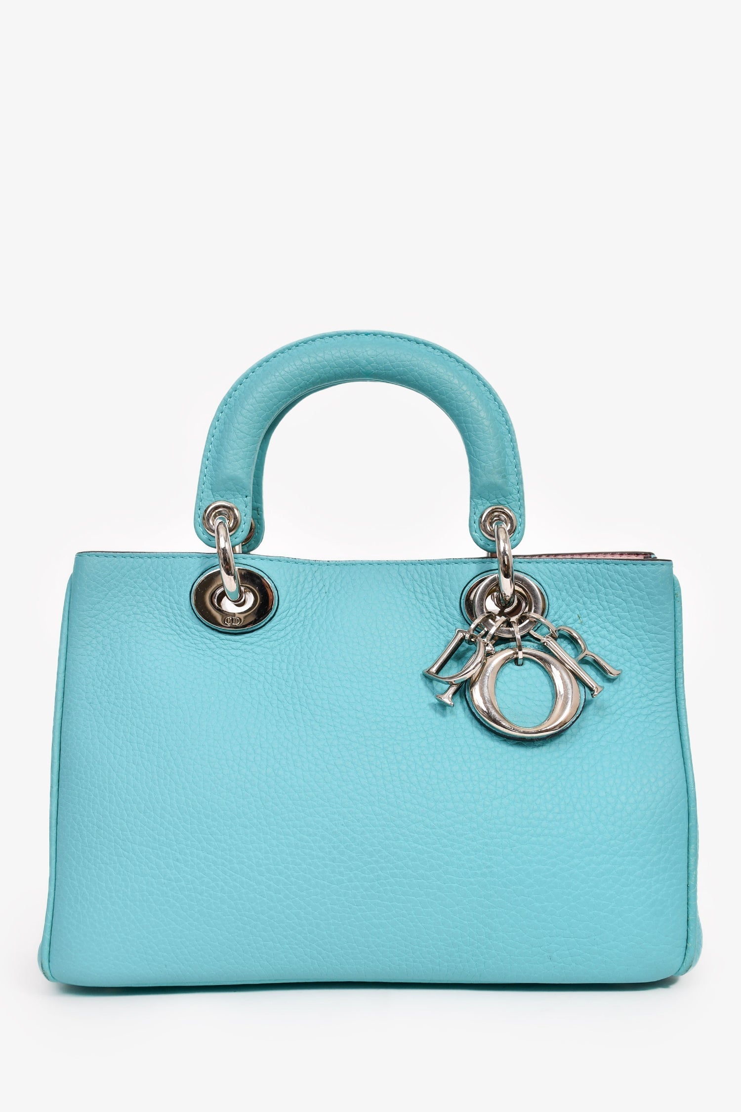 Dior Handbag Christian Teal issimo with Strap Leather Green Top Handle