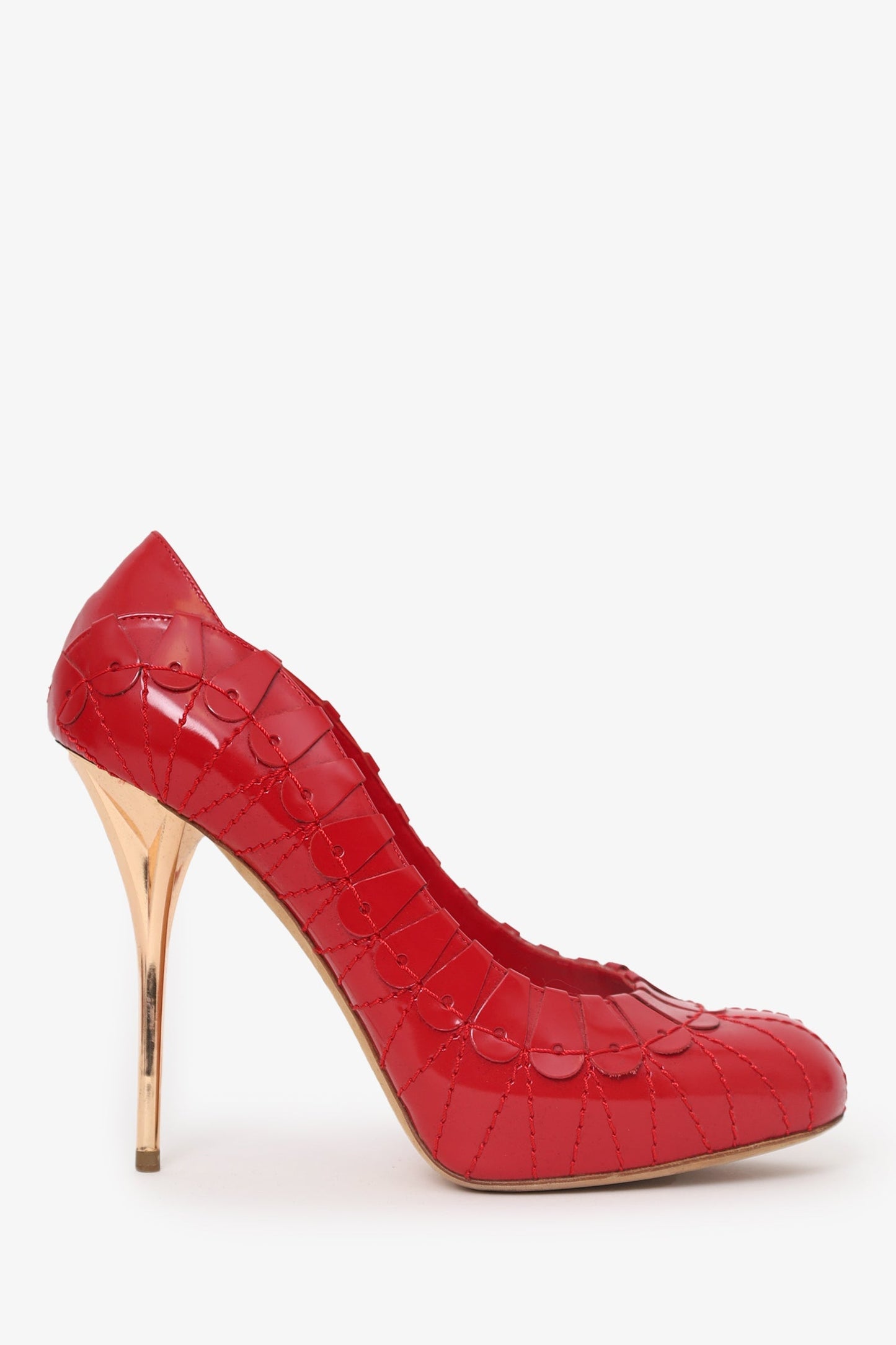 Dior Handbag Christian Stitching Detail Pumps Leather Patent Red Shoes