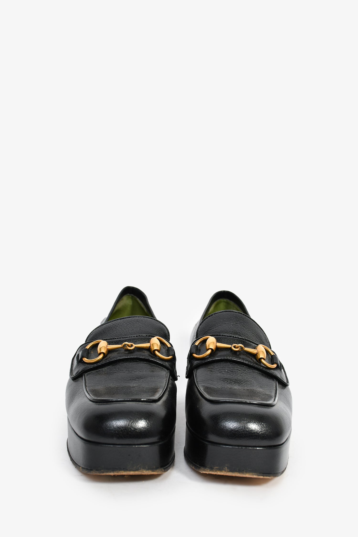 Gucci Black Leather Horsebit Loafers Size 37.5