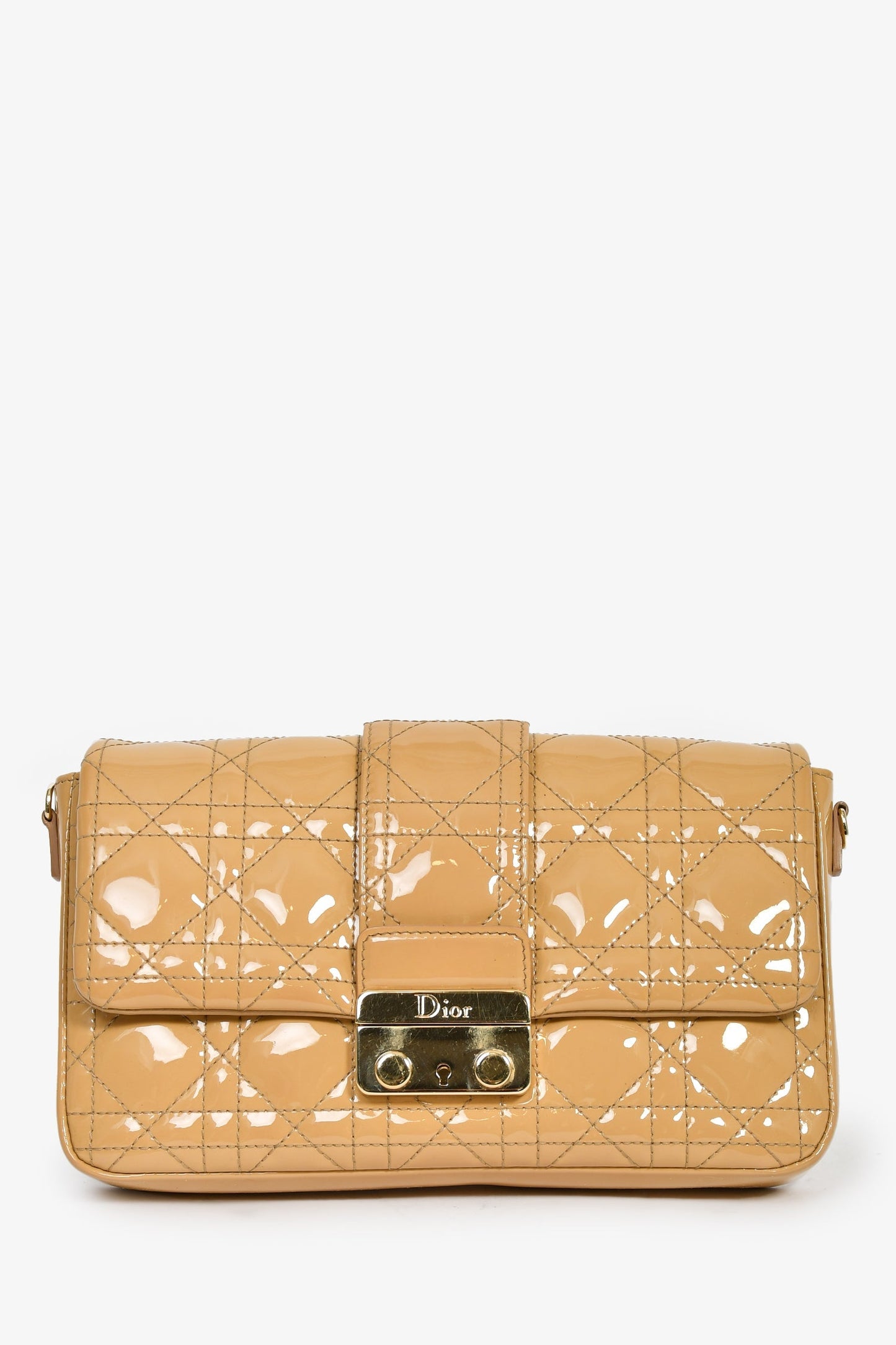 Dior Crossbody Bag Christian Cannage 'Miss ' Wallet on Leather Patent Beige